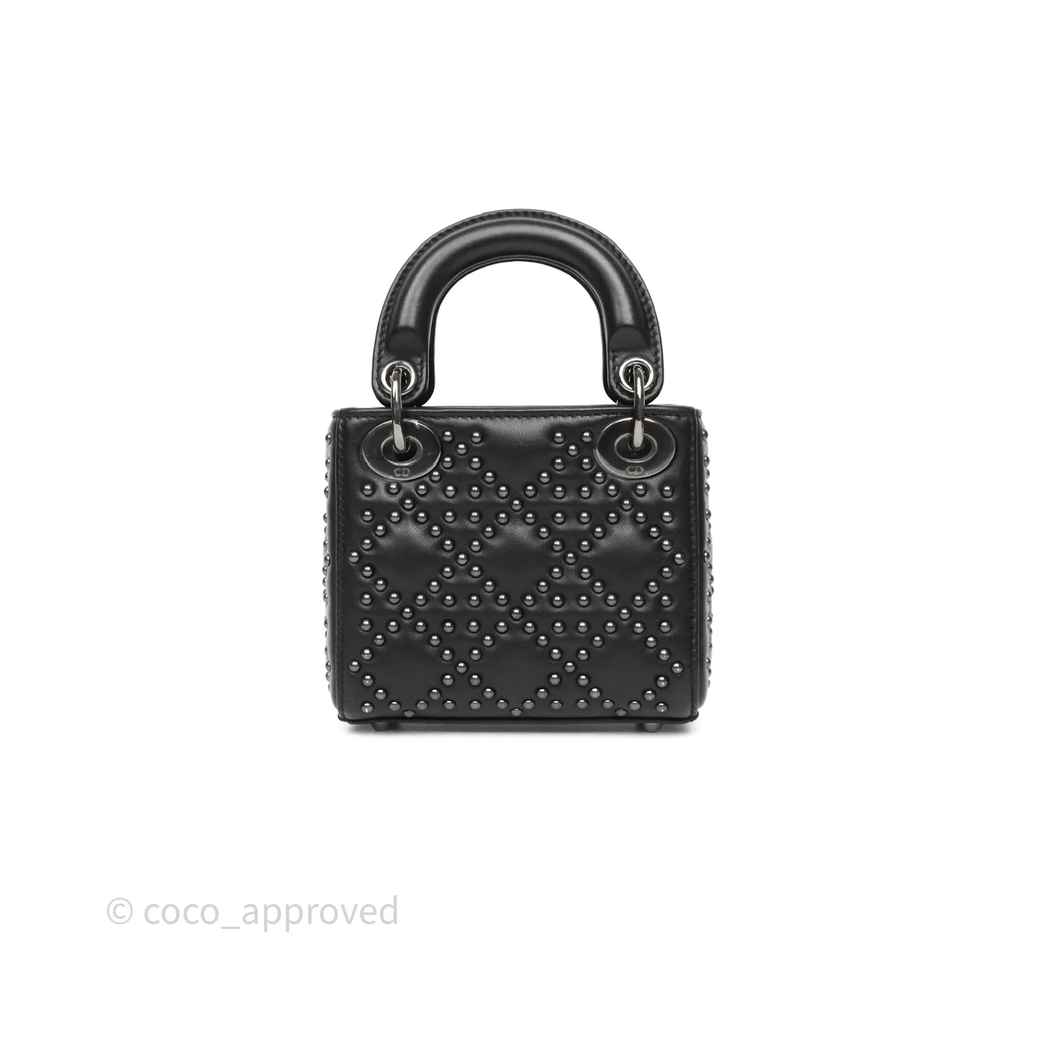 Christian Dior Micro Lady Dior Studded Cannage Black Lambskin