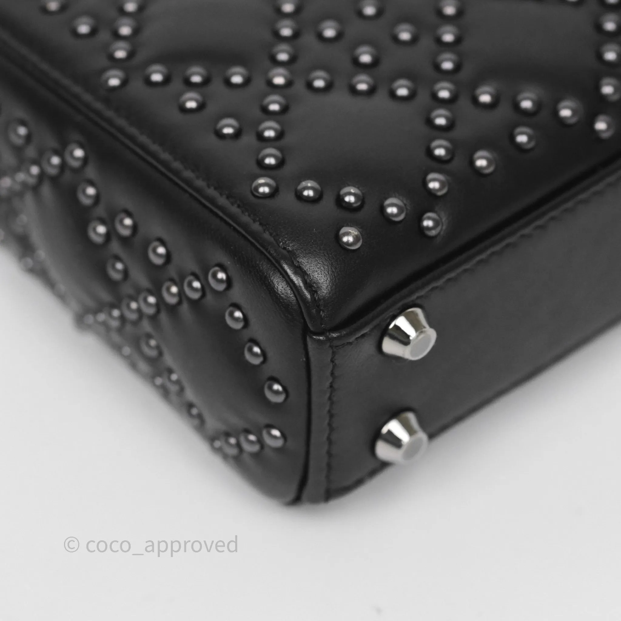 Christian Dior Micro Lady Dior Studded Cannage Black Lambskin