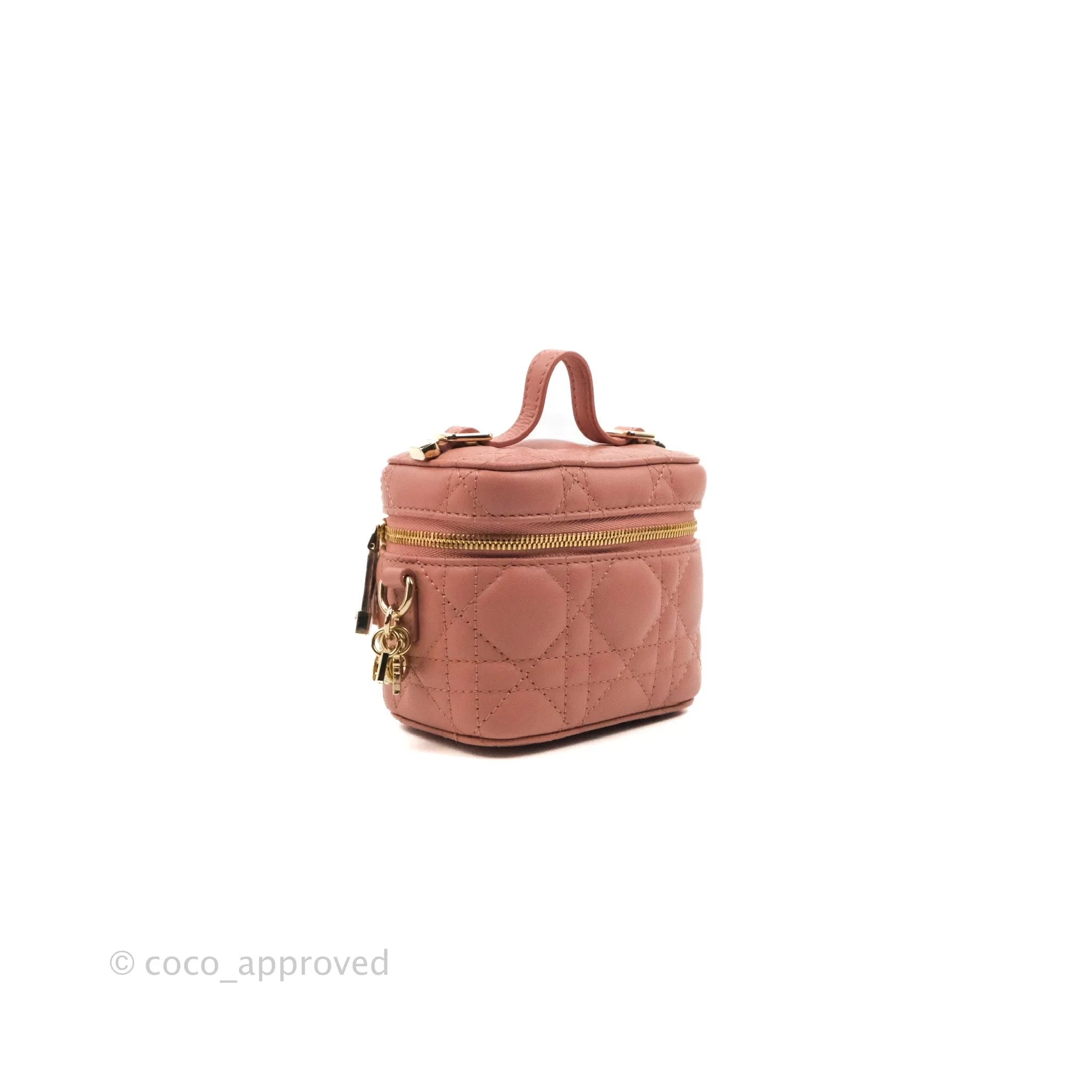 Christian Dior Micro Lady Dior Vanity Case Rose Pink Cannage Lambskin