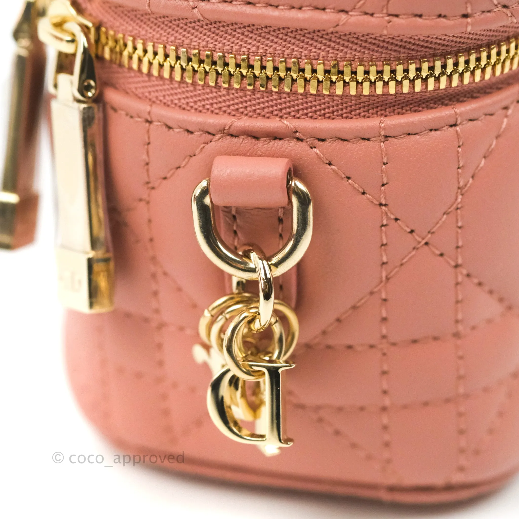 Christian Dior Micro Lady Dior Vanity Case Rose Pink Cannage Lambskin