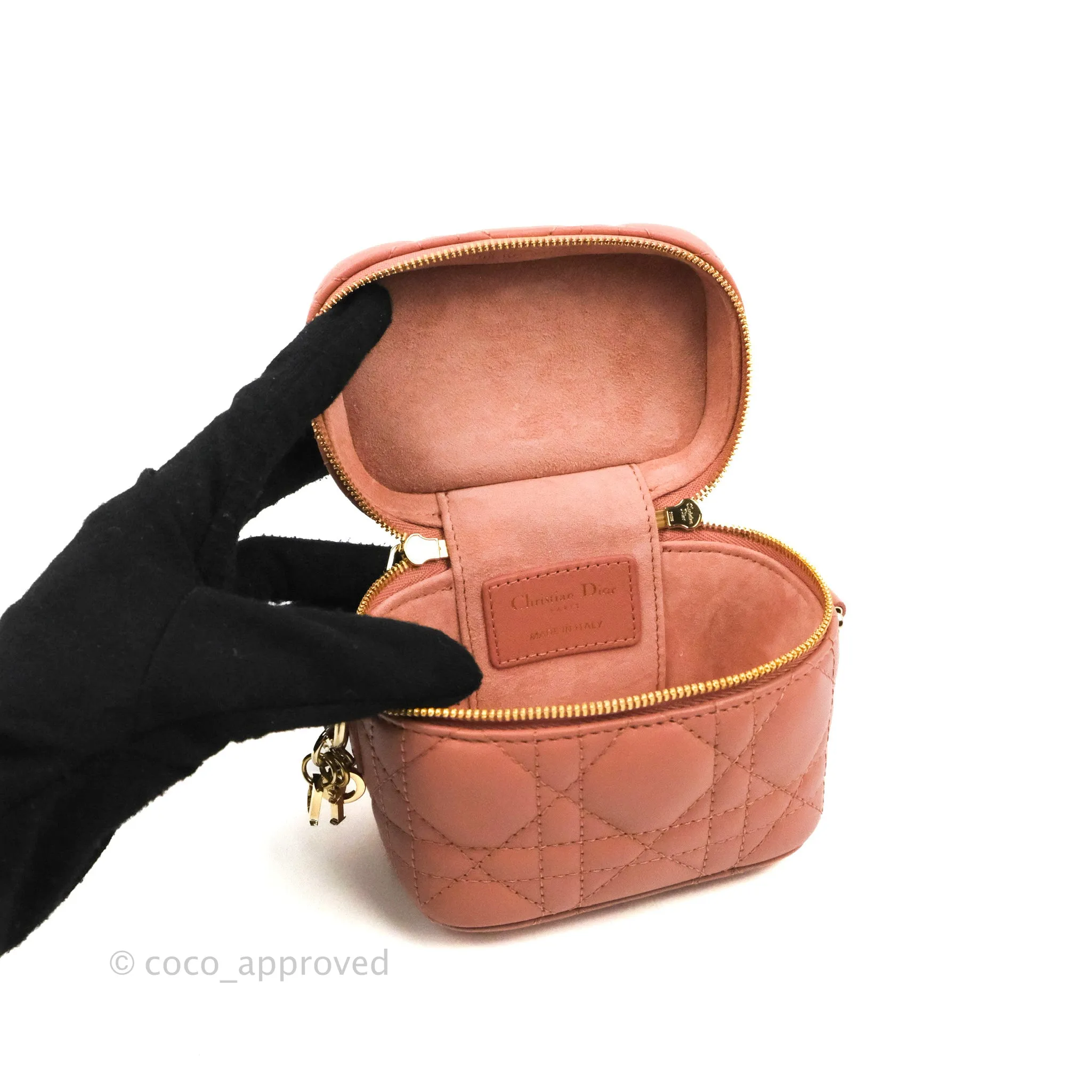 Christian Dior Micro Lady Dior Vanity Case Rose Pink Cannage Lambskin