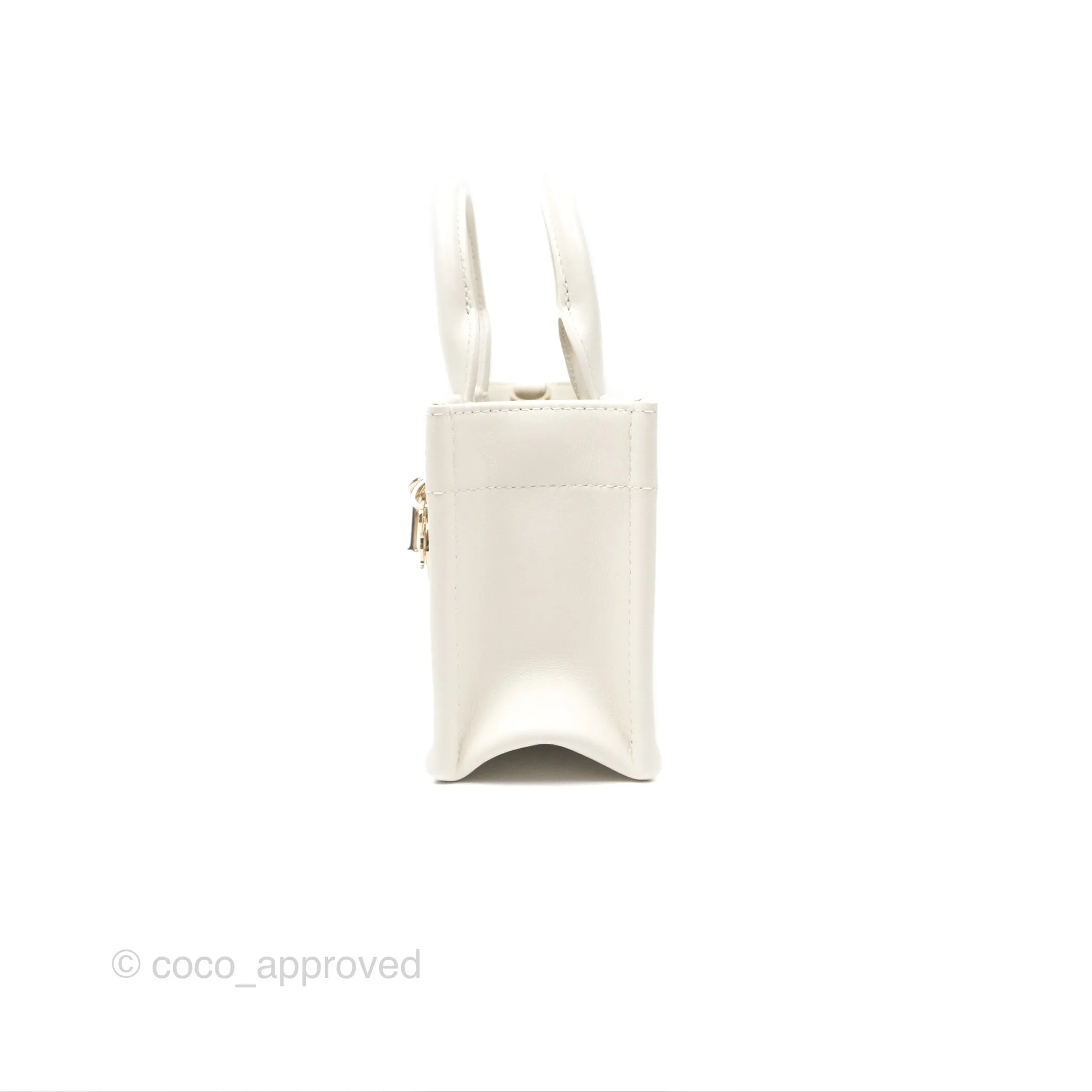 Christian Dior Mini Dior Book Tote Latte Macrocannage Calfskin Gold Hardware