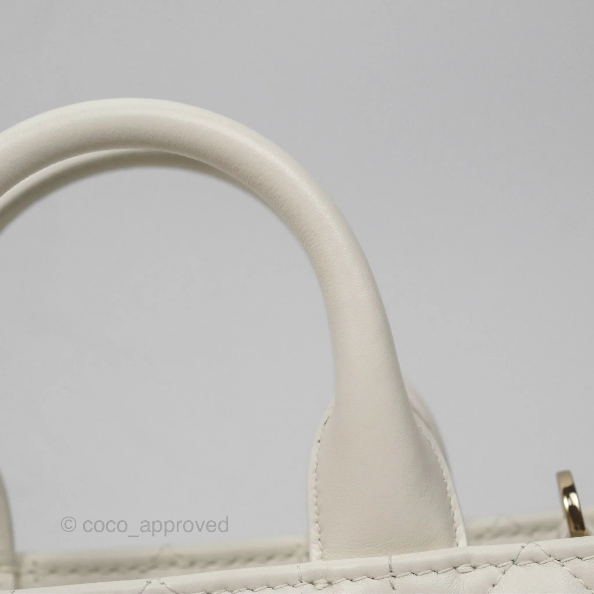 Christian Dior Mini Dior Book Tote Latte Macrocannage Calfskin Gold Hardware