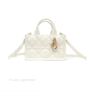 Christian Dior Mini Dior Book Tote Latte Macrocannage Calfskin Gold Hardware
