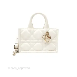 Christian Dior Mini Dior Book Tote Latte Macrocannage Calfskin Gold Hardware