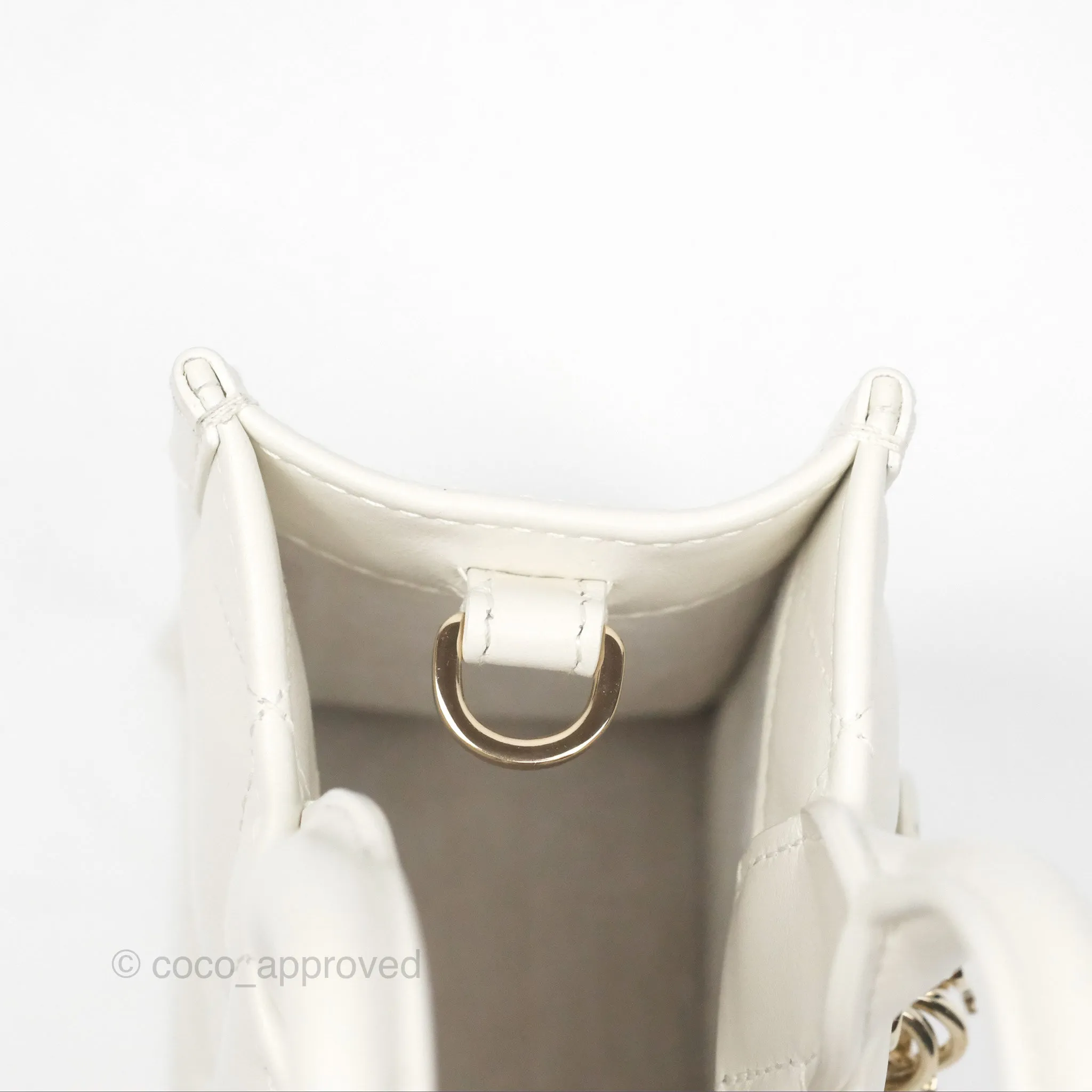 Christian Dior Mini Dior Book Tote Latte Macrocannage Calfskin Gold Hardware