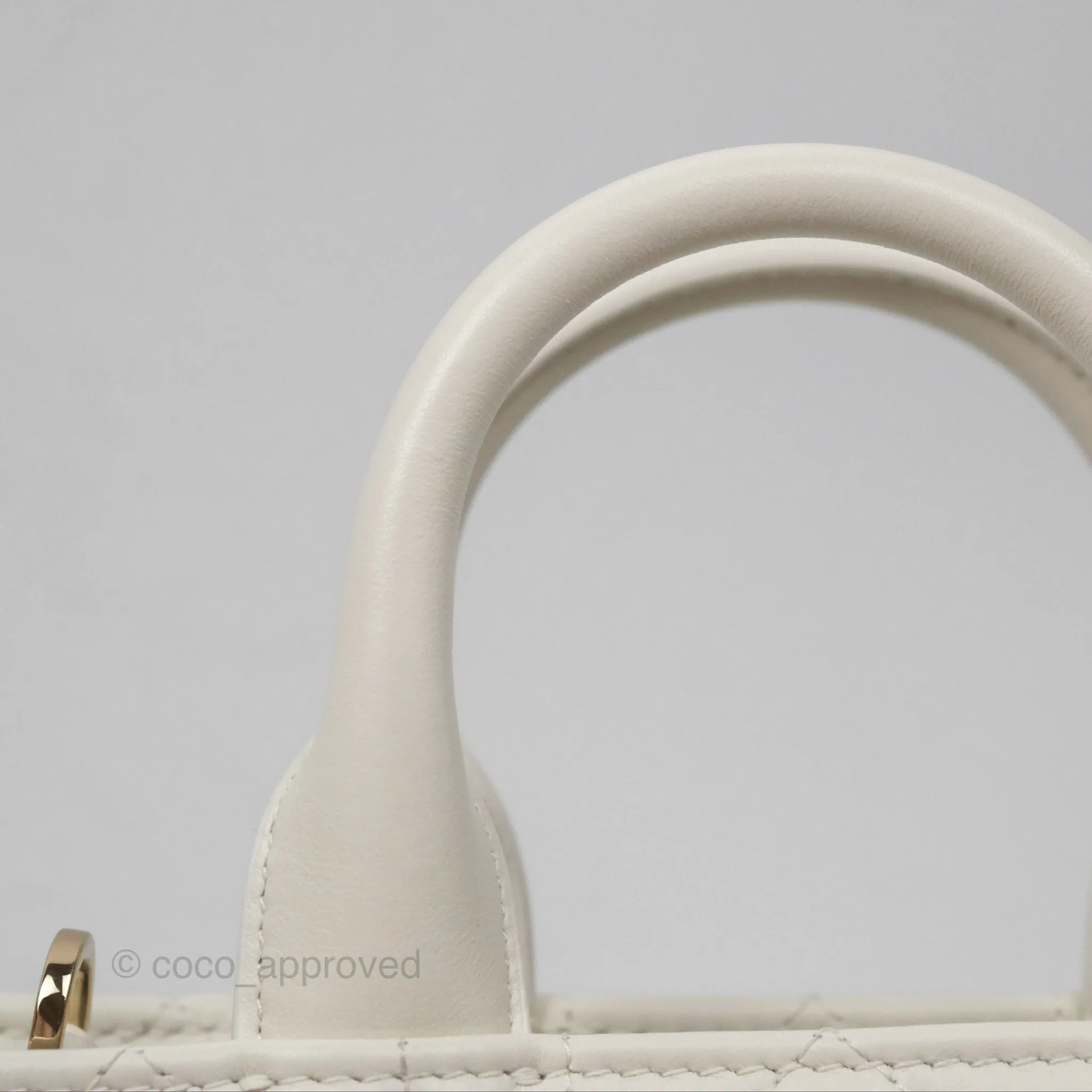 Christian Dior Mini Dior Book Tote Latte Macrocannage Calfskin Gold Hardware