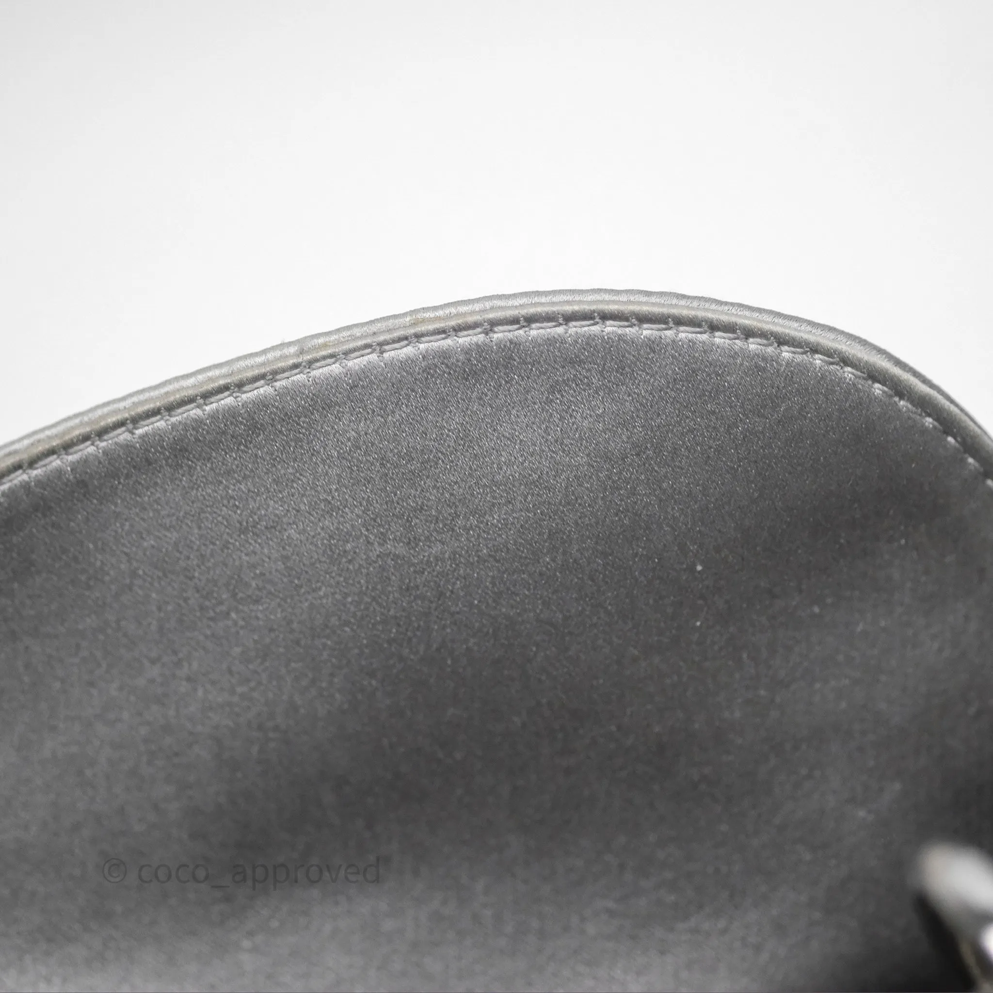 Christian Dior Mini Lady Dior Bag Grey Strass Cannage Satin Silver Hardware
