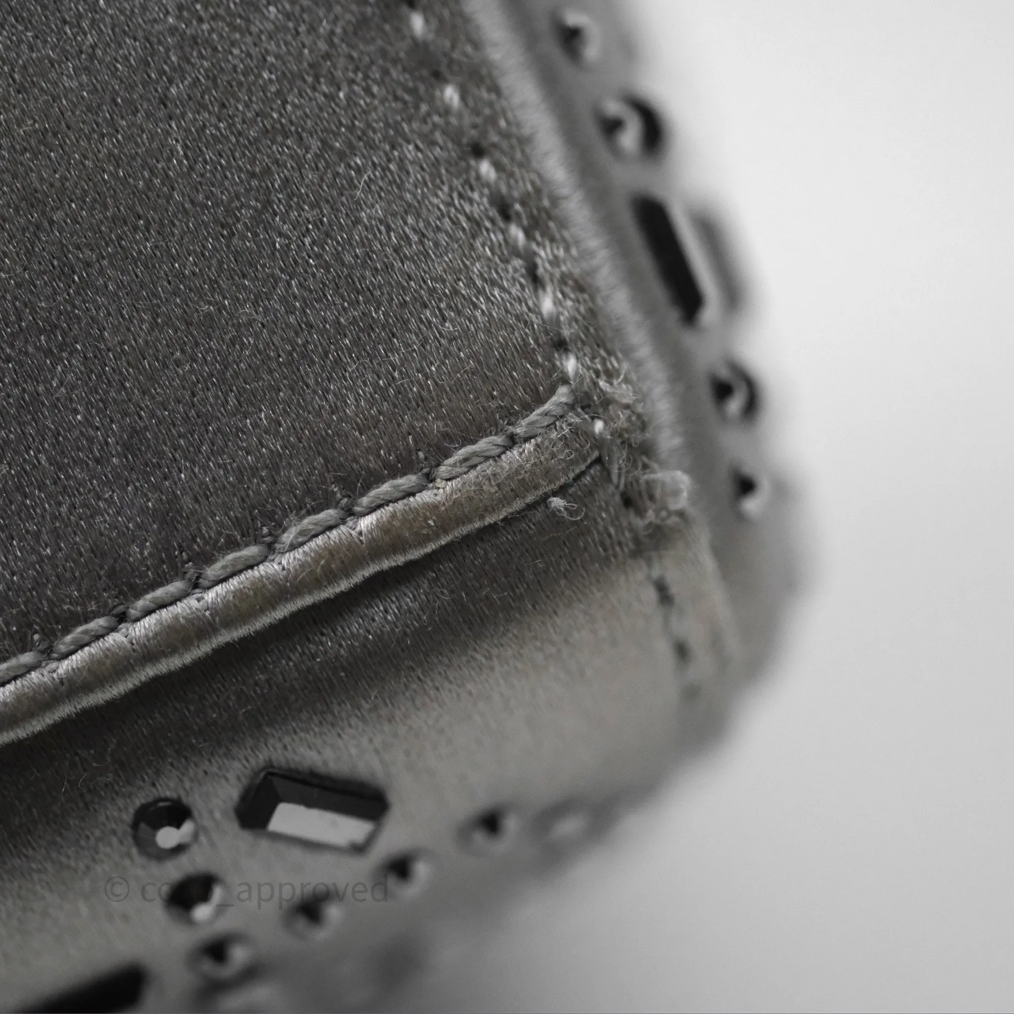 Christian Dior Mini Lady Dior Bag Grey Strass Cannage Satin Silver Hardware