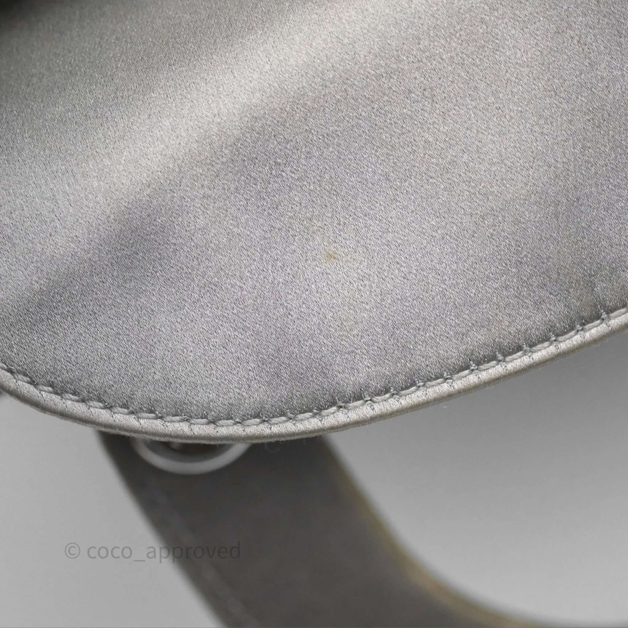 Christian Dior Mini Lady Dior Bag Grey Strass Cannage Satin Silver Hardware