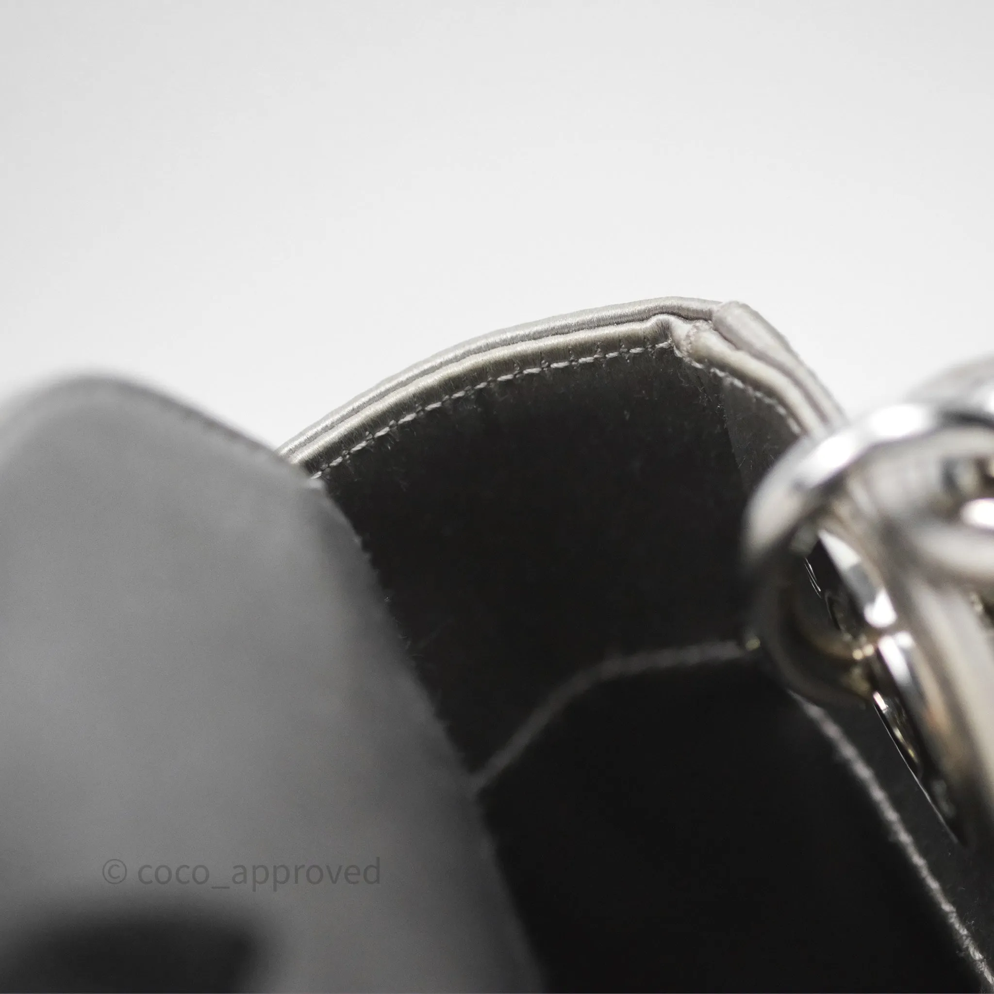 Christian Dior Mini Lady Dior Bag Grey Strass Cannage Satin Silver Hardware