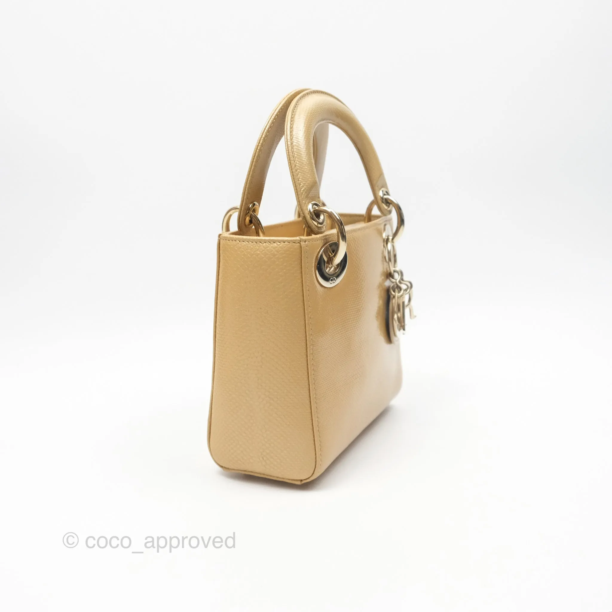 Christian Dior Mini Lady Dior Beige Lizard Gold Hardware