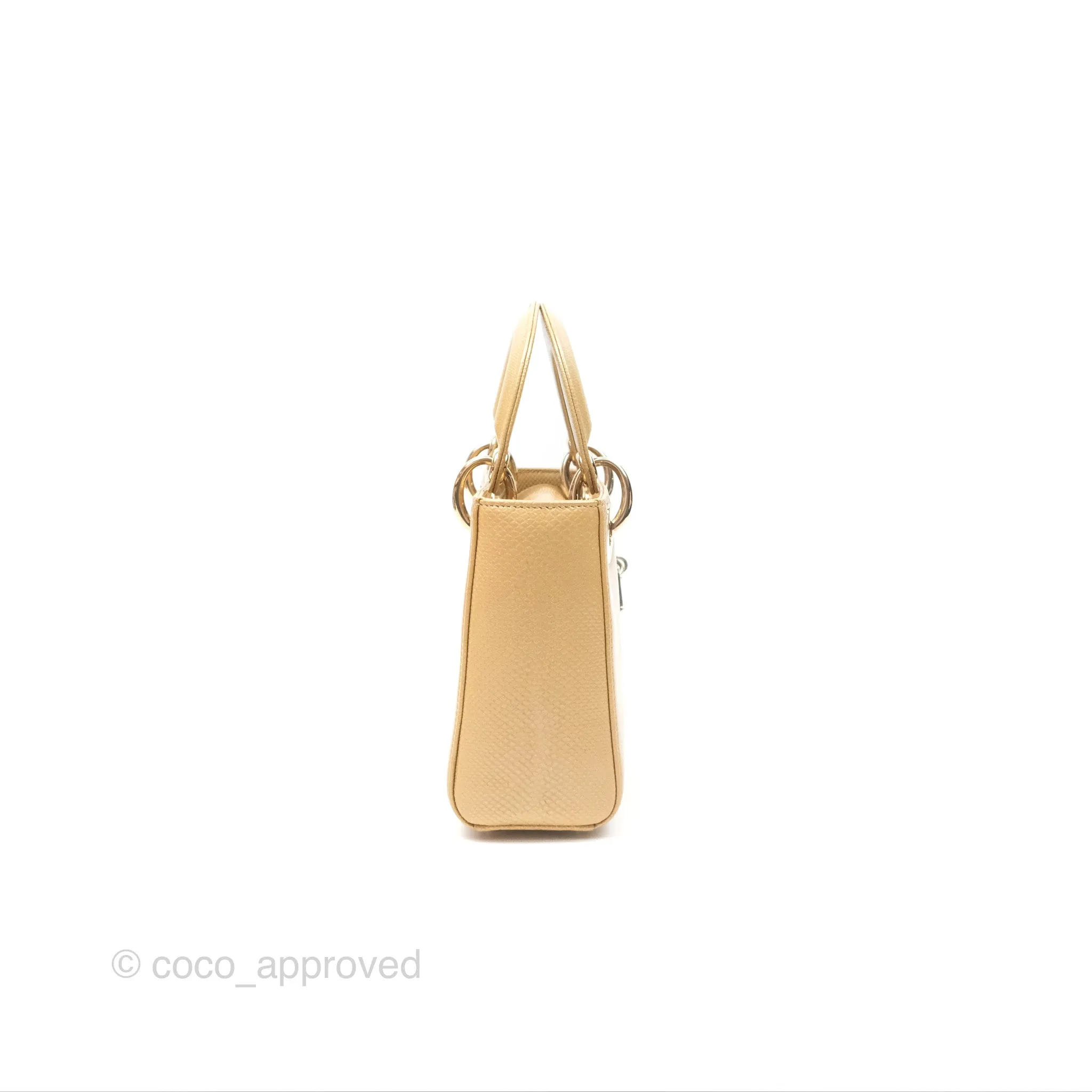Christian Dior Mini Lady Dior Beige Lizard Gold Hardware