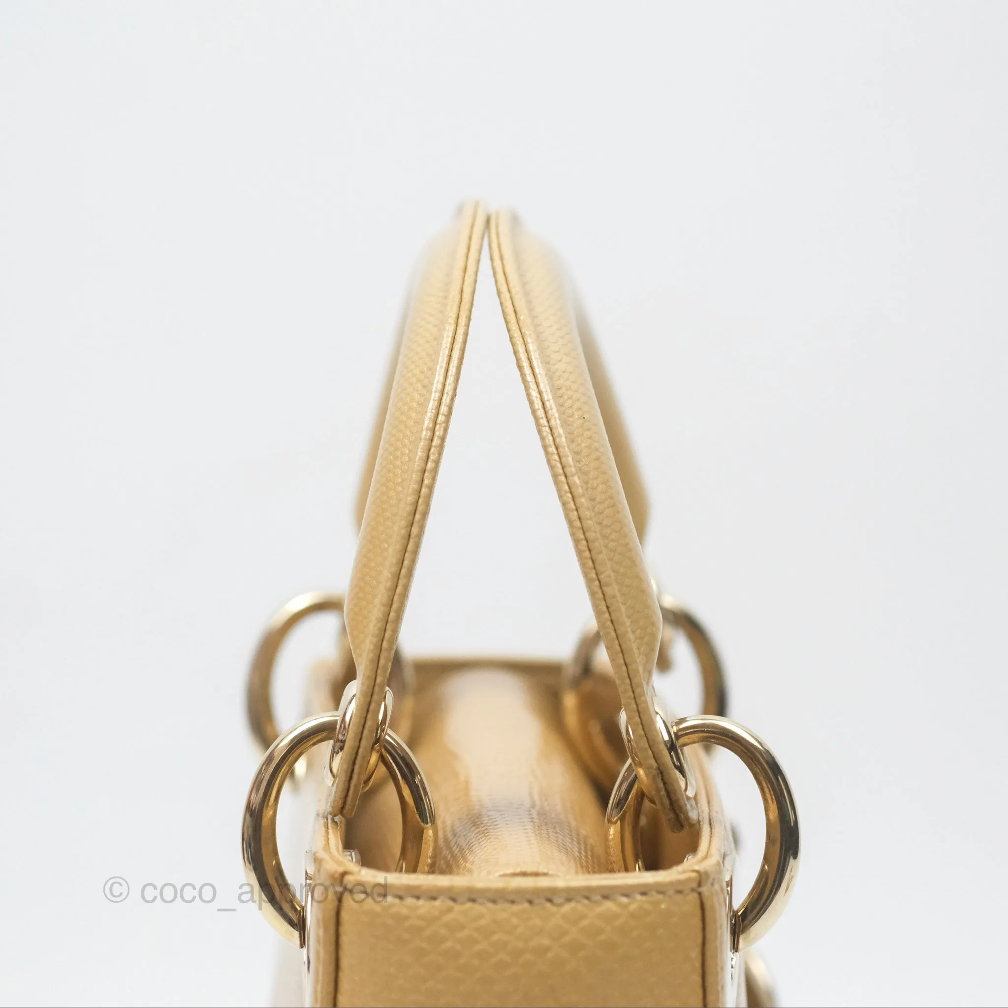 Christian Dior Mini Lady Dior Beige Lizard Gold Hardware