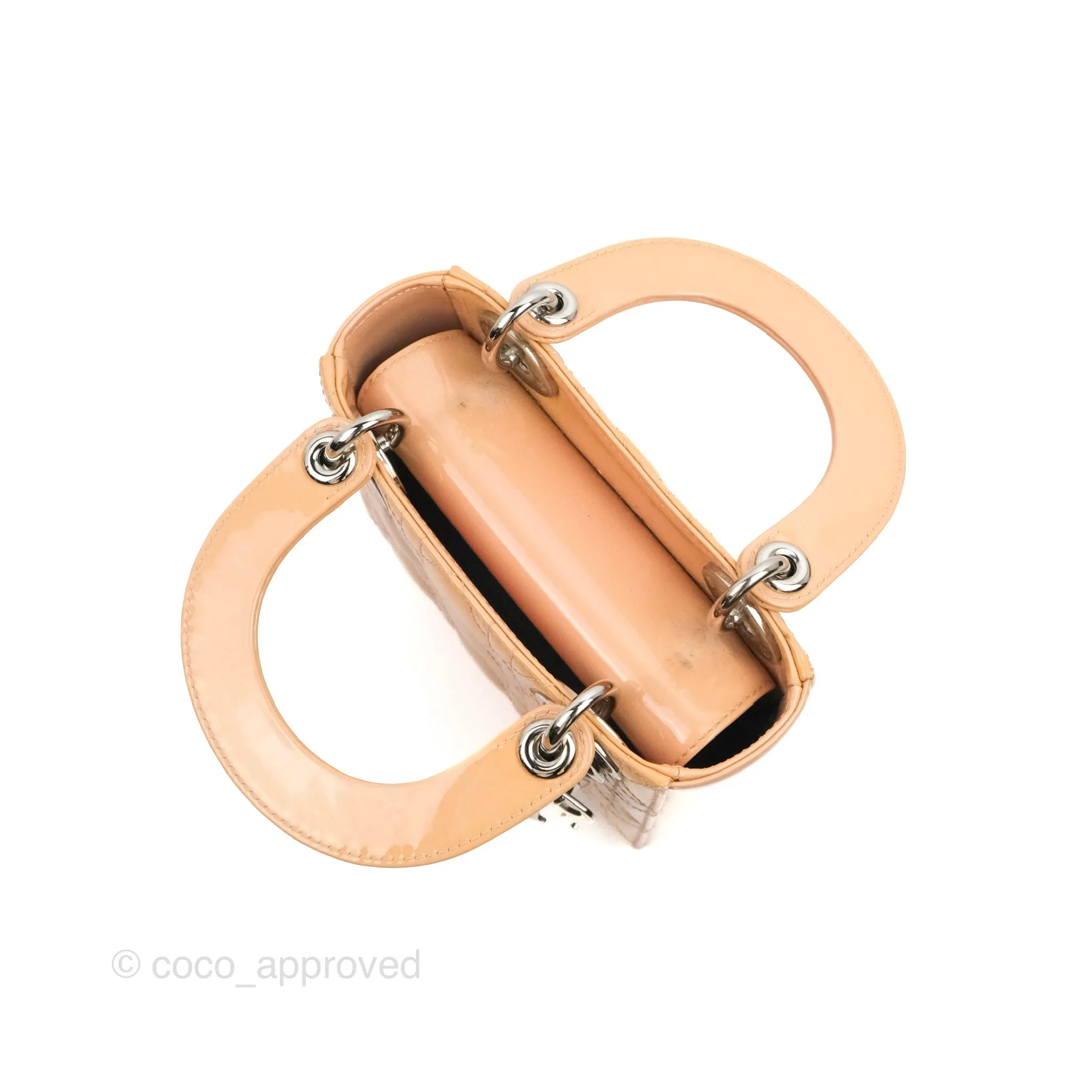 Christian Dior Mini Lady Dior Beige Pink Patent Silver Hardware