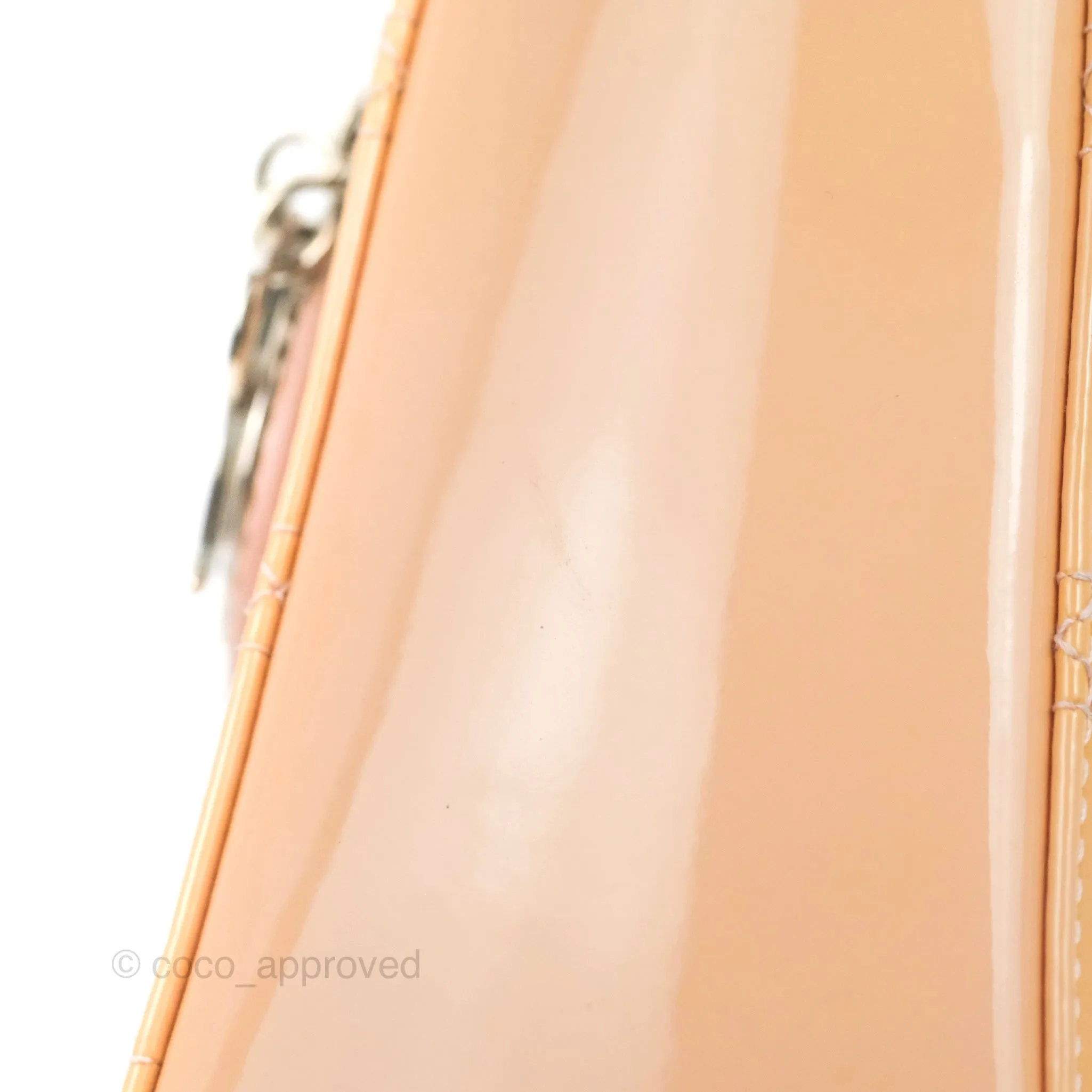 Christian Dior Mini Lady Dior Beige Pink Patent Silver Hardware