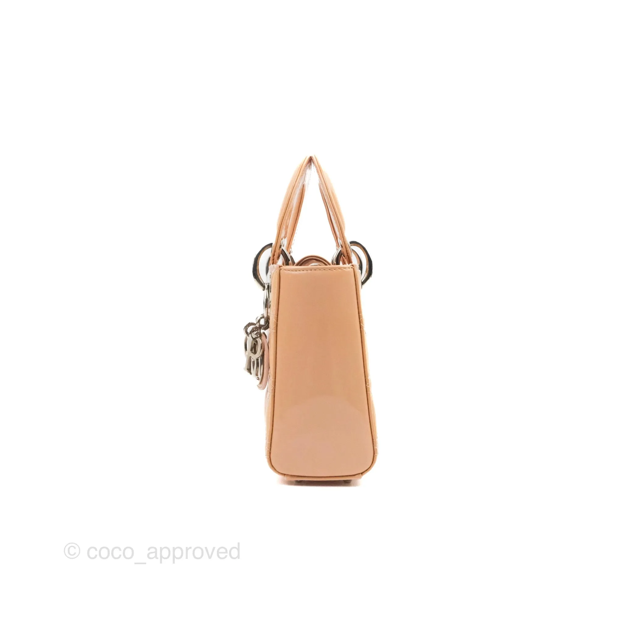 Christian Dior Mini Lady Dior Beige Pink Patent Silver Hardware
