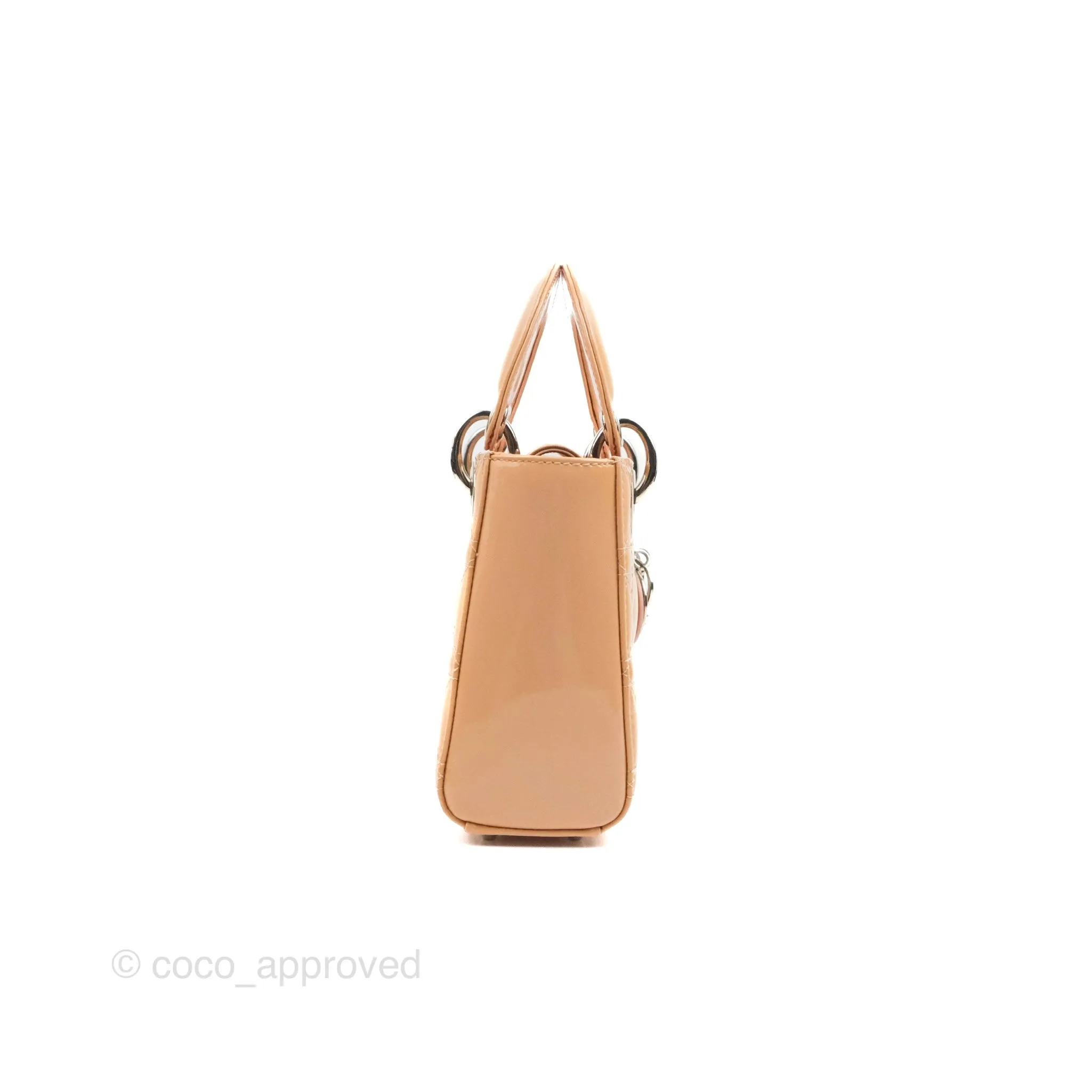 Christian Dior Mini Lady Dior Beige Pink Patent Silver Hardware