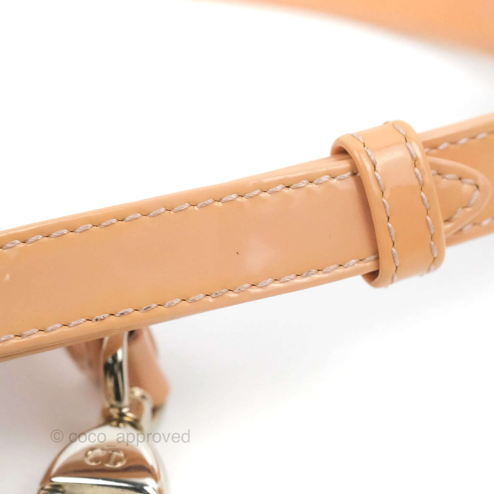 Christian Dior Mini Lady Dior Beige Pink Patent Silver Hardware