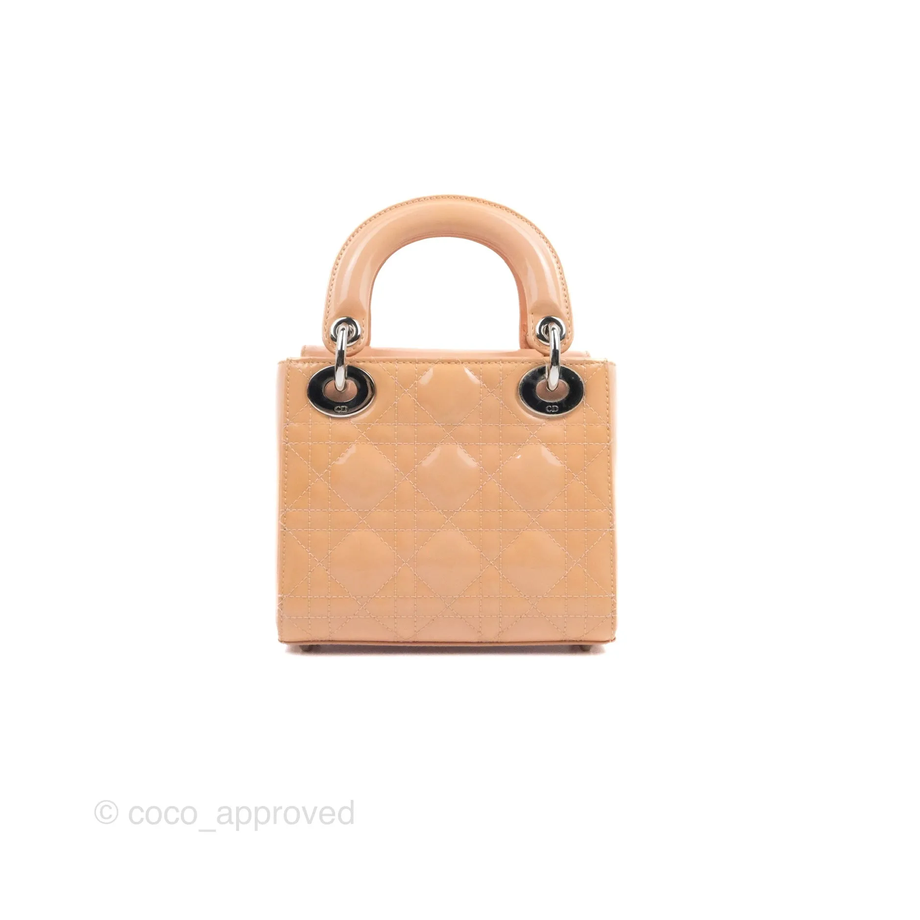 Christian Dior Mini Lady Dior Beige Pink Patent Silver Hardware