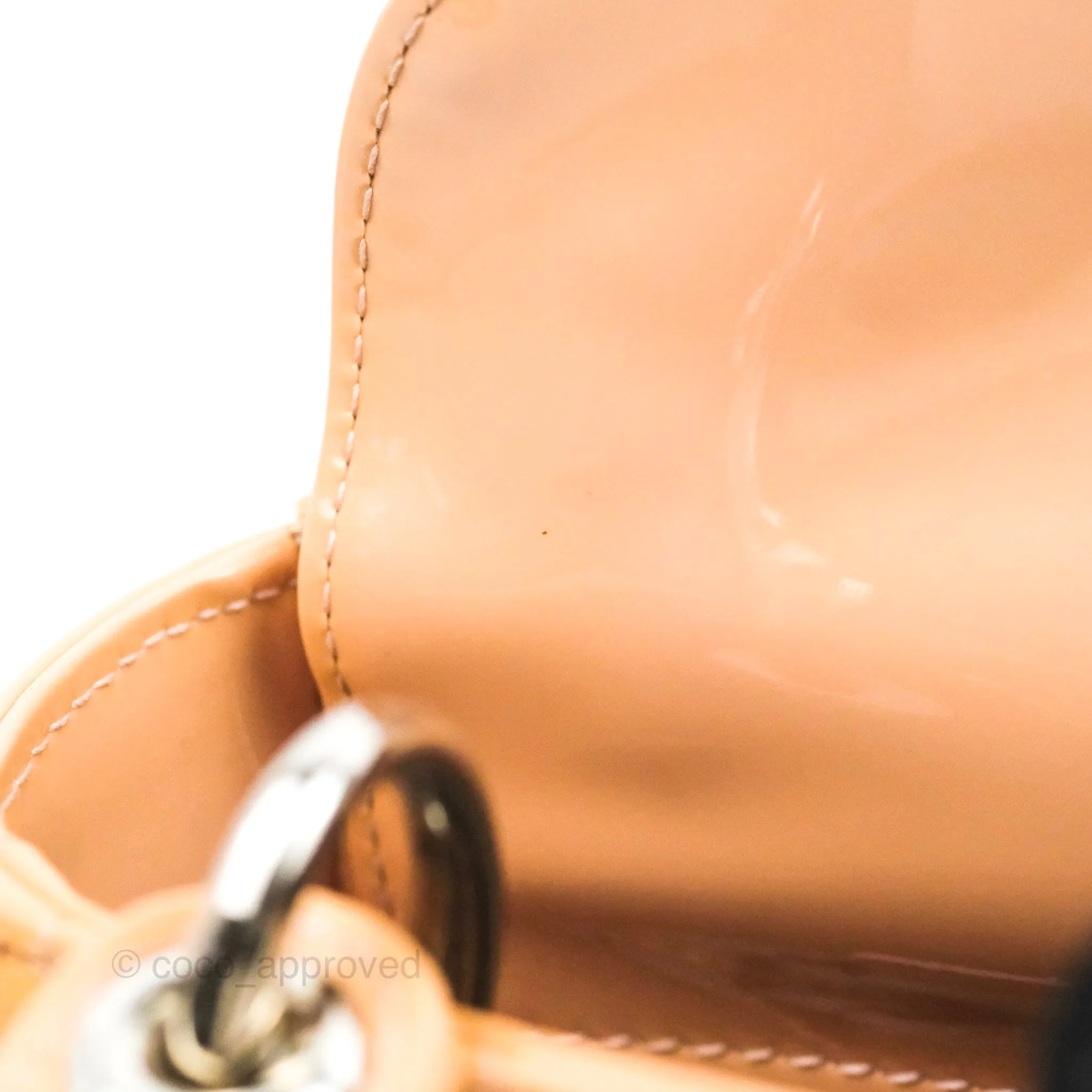 Christian Dior Mini Lady Dior Beige Pink Patent Silver Hardware