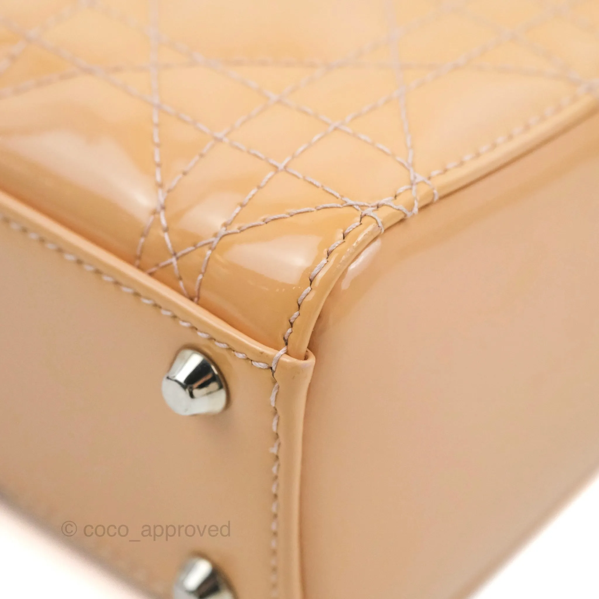 Christian Dior Mini Lady Dior Beige Pink Patent Silver Hardware