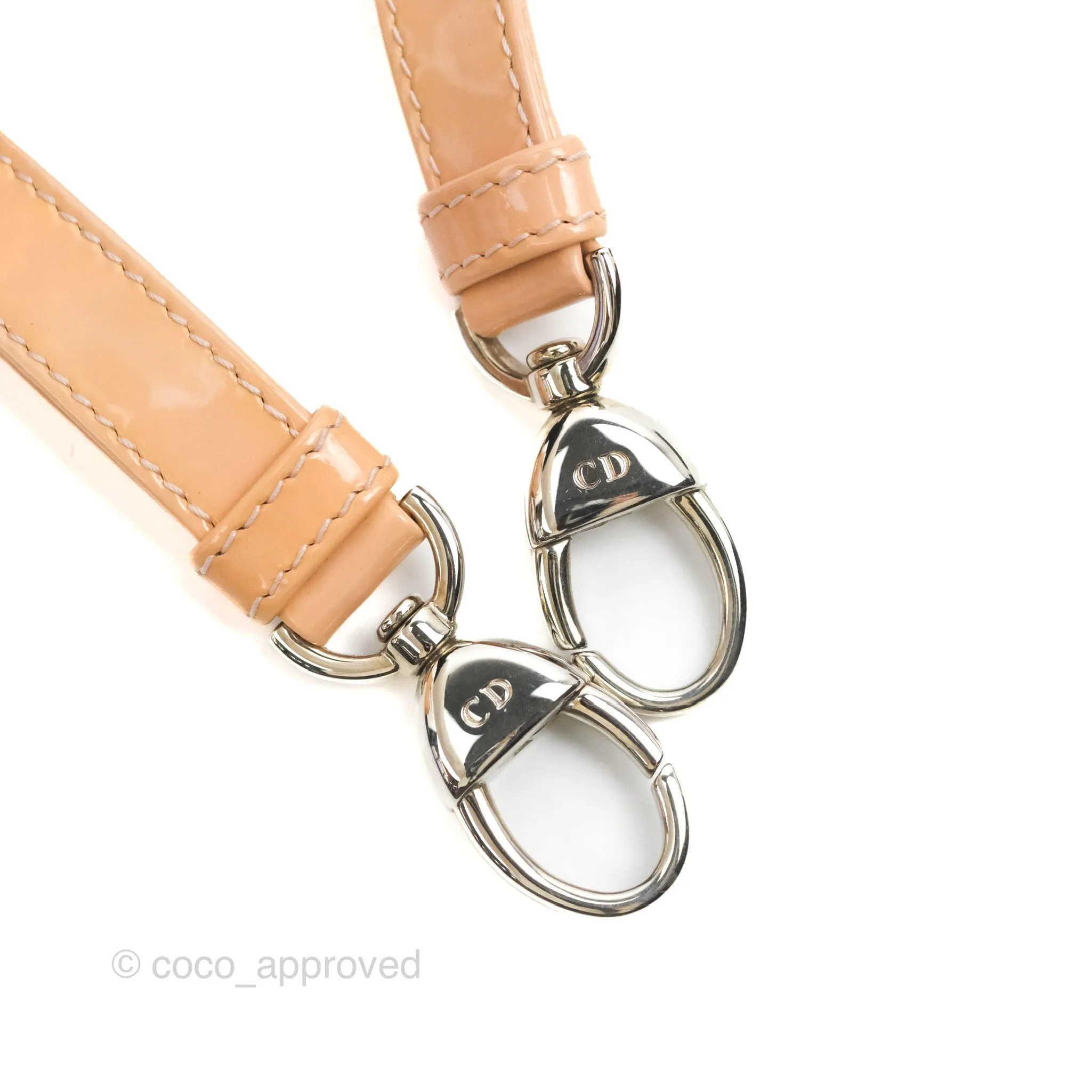 Christian Dior Mini Lady Dior Beige Pink Patent Silver Hardware