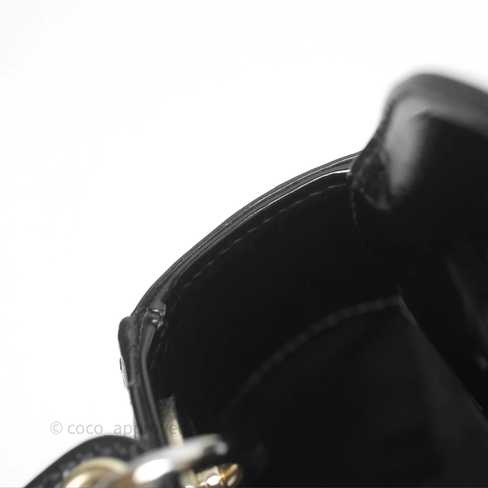 Christian Dior Mini Lady Dior Black Patent Gold Hardware