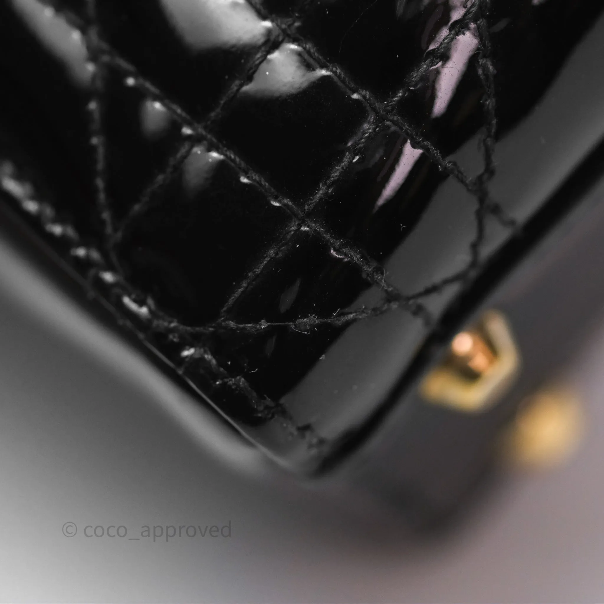 Christian Dior Mini Lady Dior Black Patent Gold Hardware