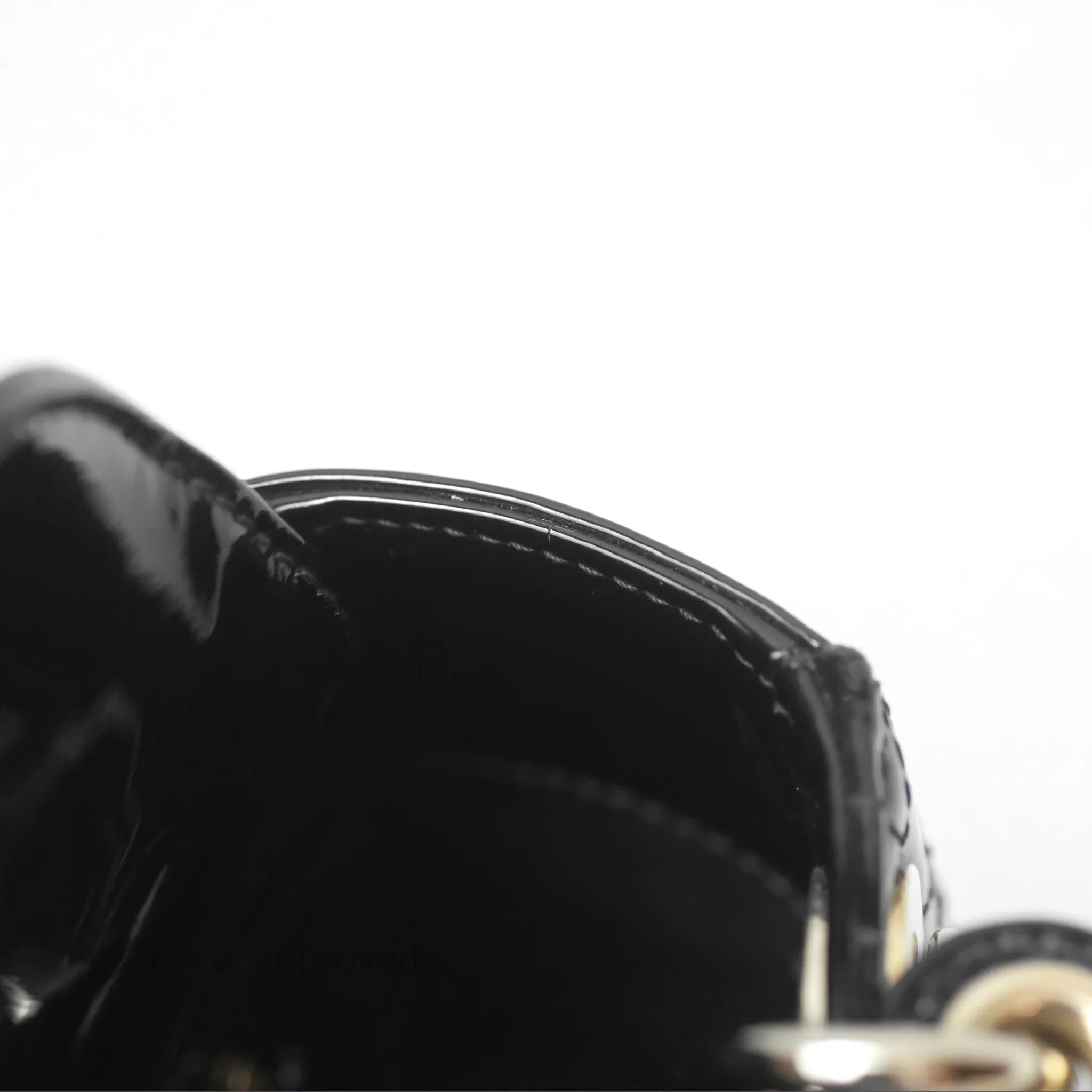 Christian Dior Mini Lady Dior Black Patent Gold Hardware