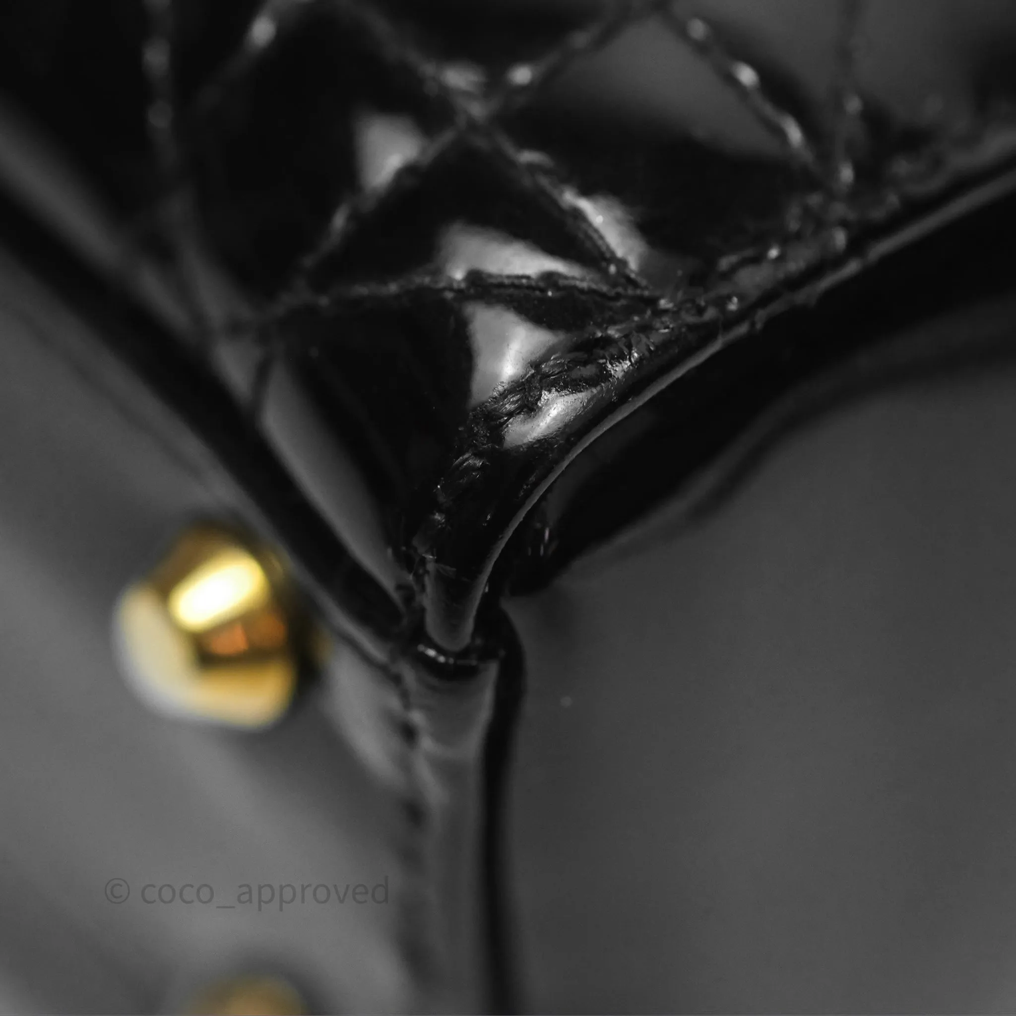 Christian Dior Mini Lady Dior Black Patent Gold Hardware
