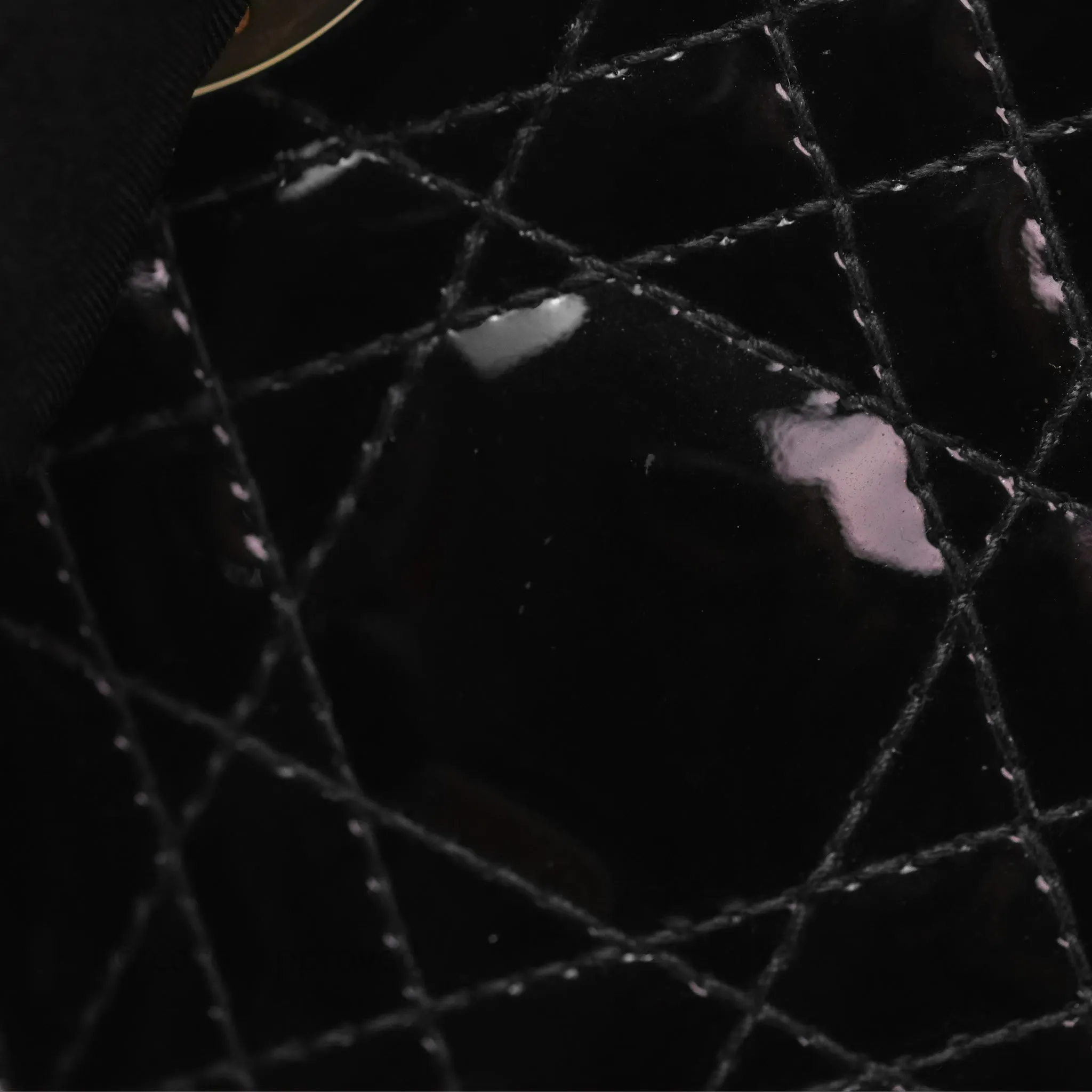 Christian Dior Mini Lady Dior Black Patent Gold Hardware