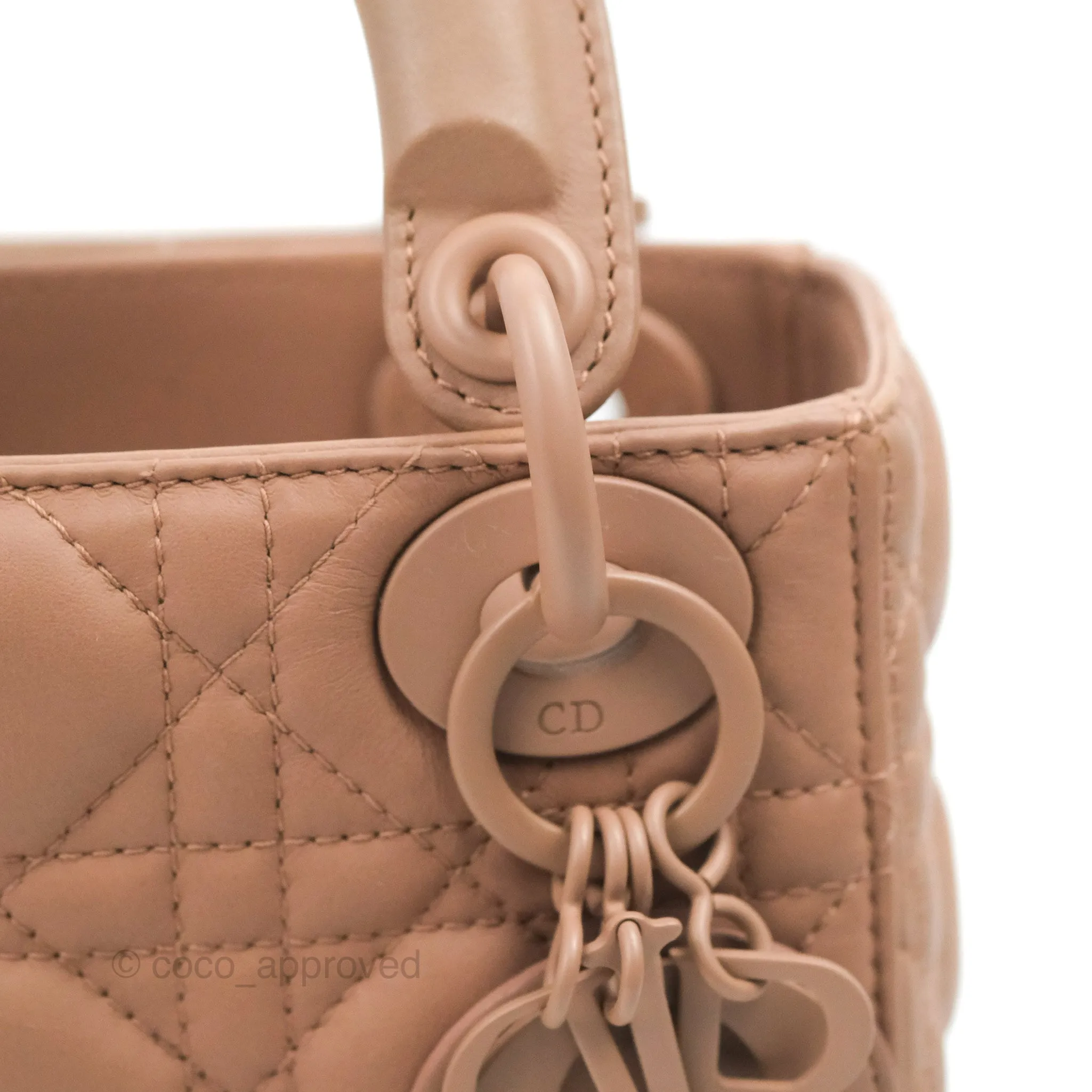 Christian Dior Mini Lady Dior Blush Ultramatte Cannage Calfskin