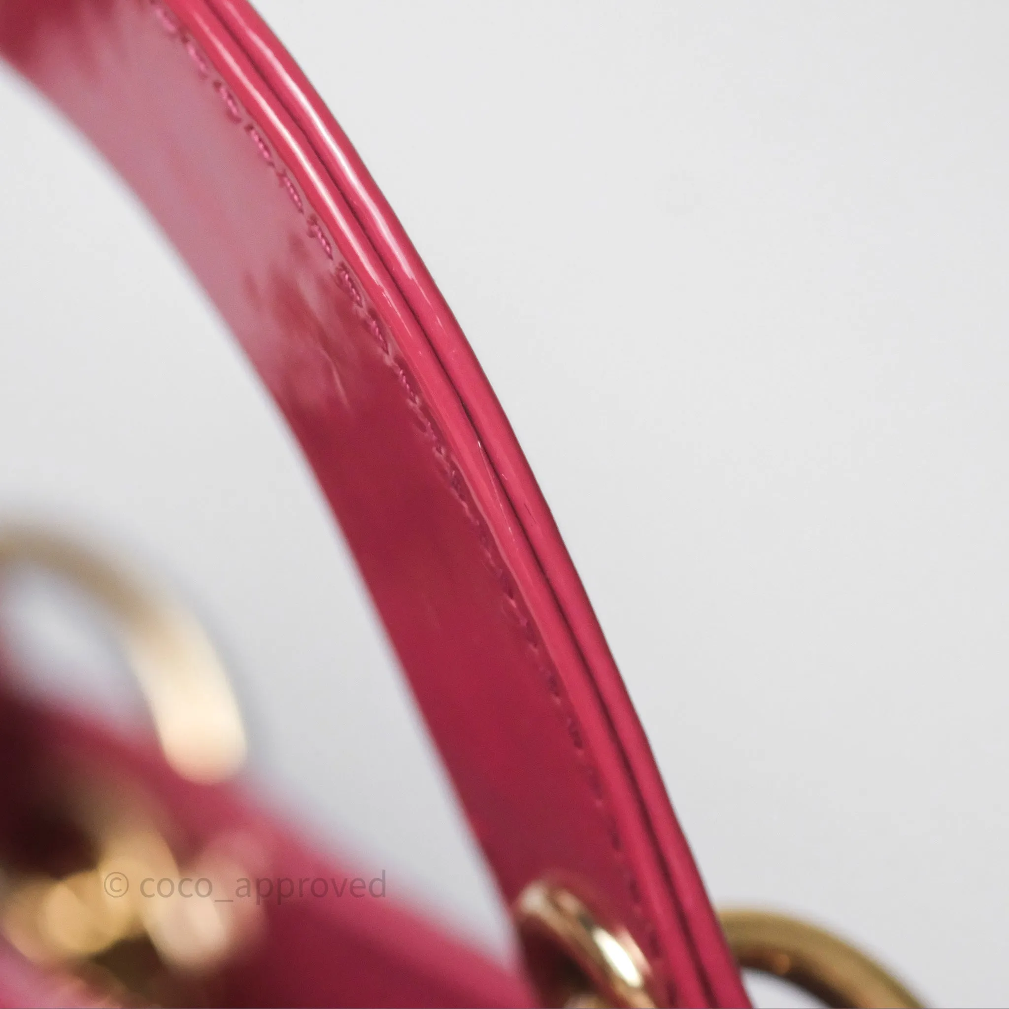 Christian Dior Mini Lady Dior Dusty Pink Patent Cannage Calfskin Gold Hardware