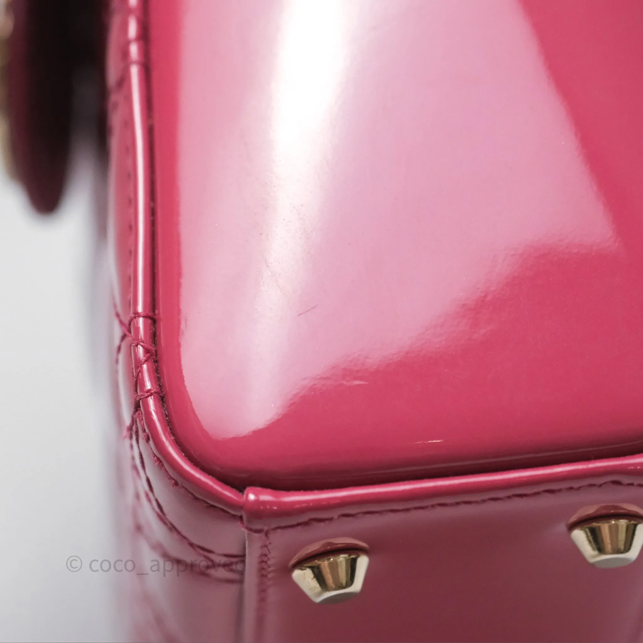 Christian Dior Mini Lady Dior Dusty Pink Patent Cannage Calfskin Gold Hardware