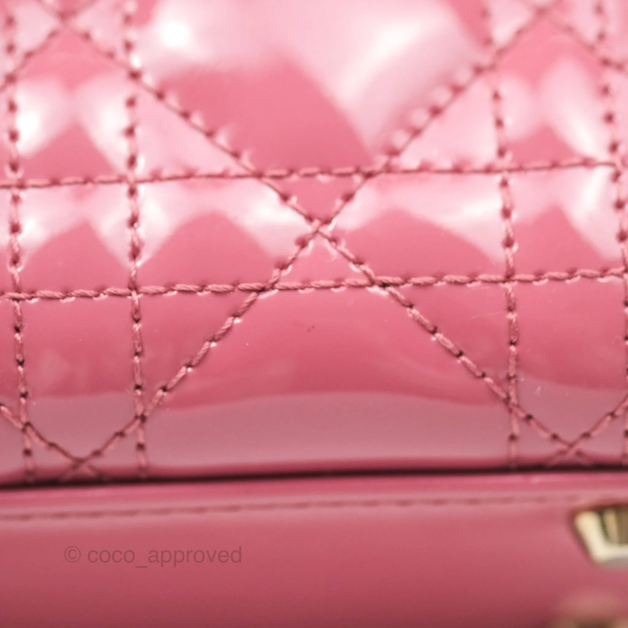 Christian Dior Mini Lady Dior Dusty Pink Patent Gold Hardware