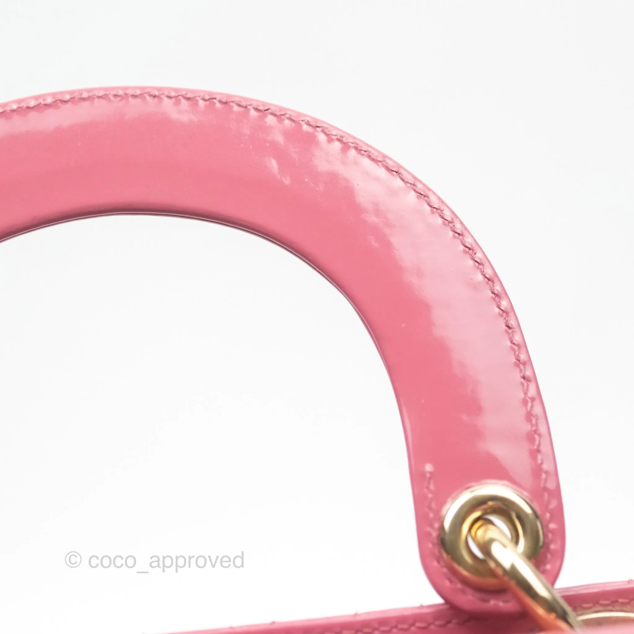 Christian Dior Mini Lady Dior Dusty Pink Patent Gold Hardware