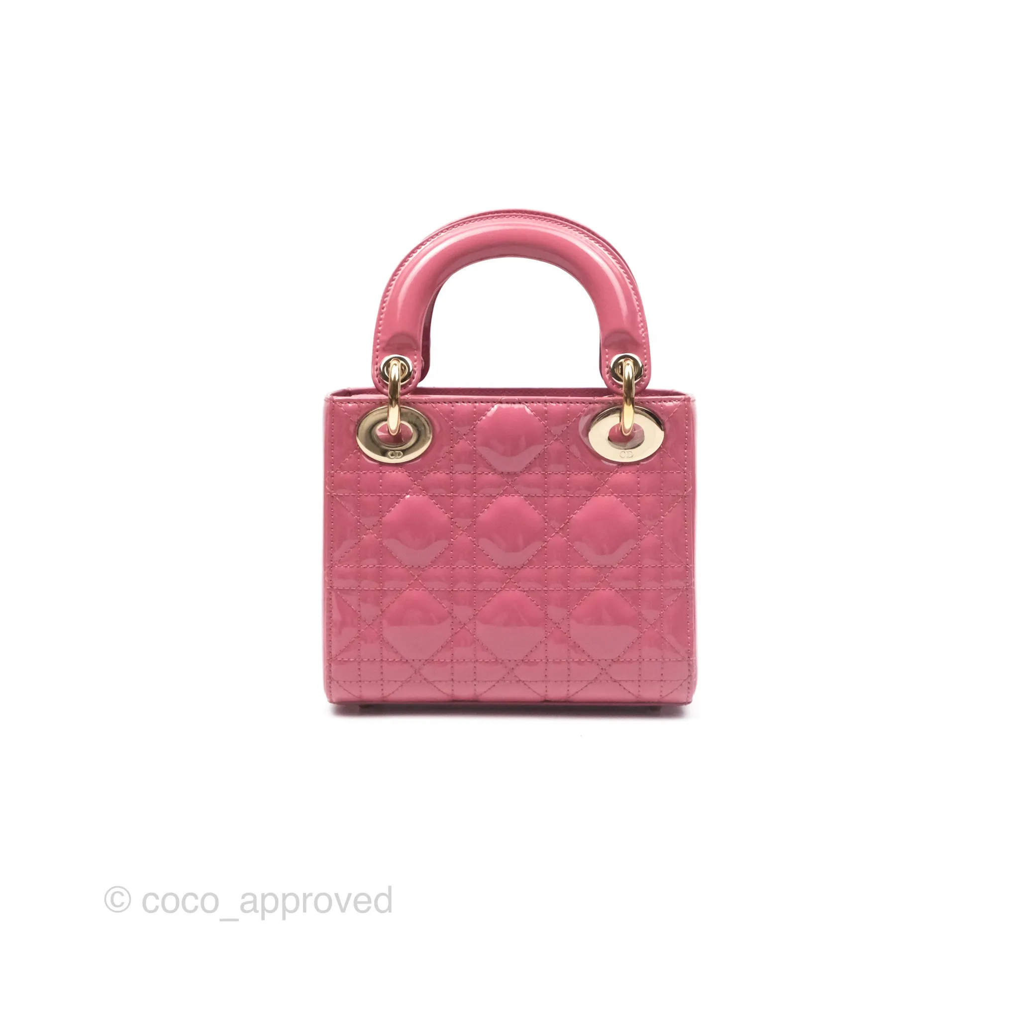 Christian Dior Mini Lady Dior Dusty Pink Patent Gold Hardware