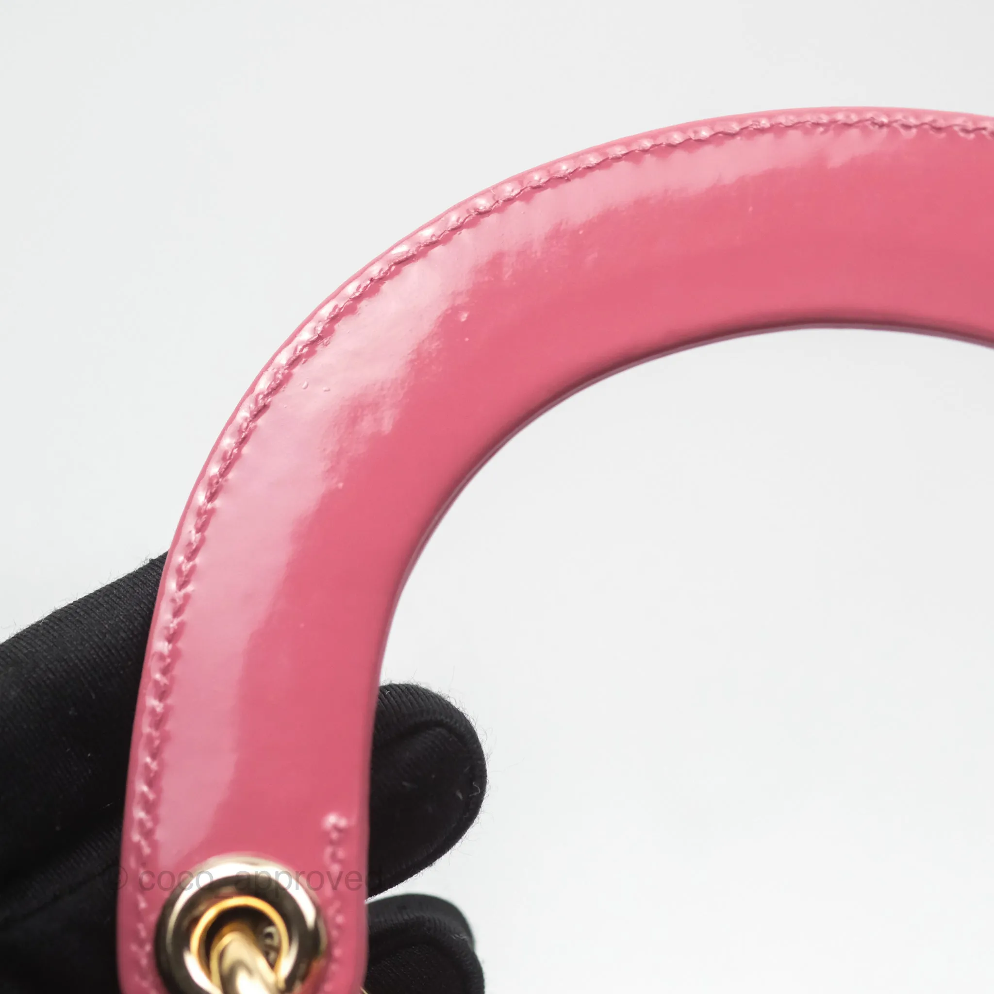Christian Dior Mini Lady Dior Dusty Pink Patent Gold Hardware