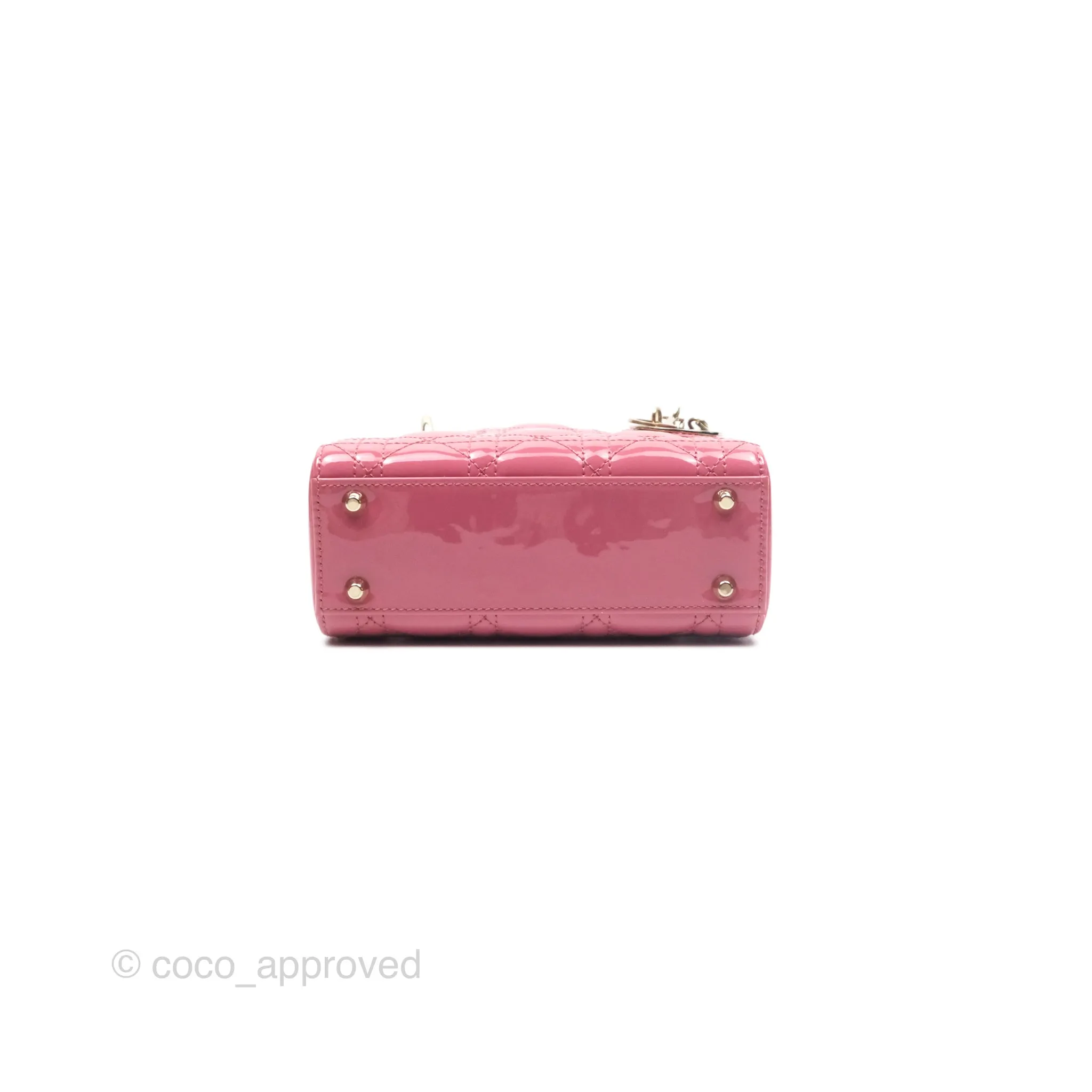 Christian Dior Mini Lady Dior Dusty Pink Patent Gold Hardware