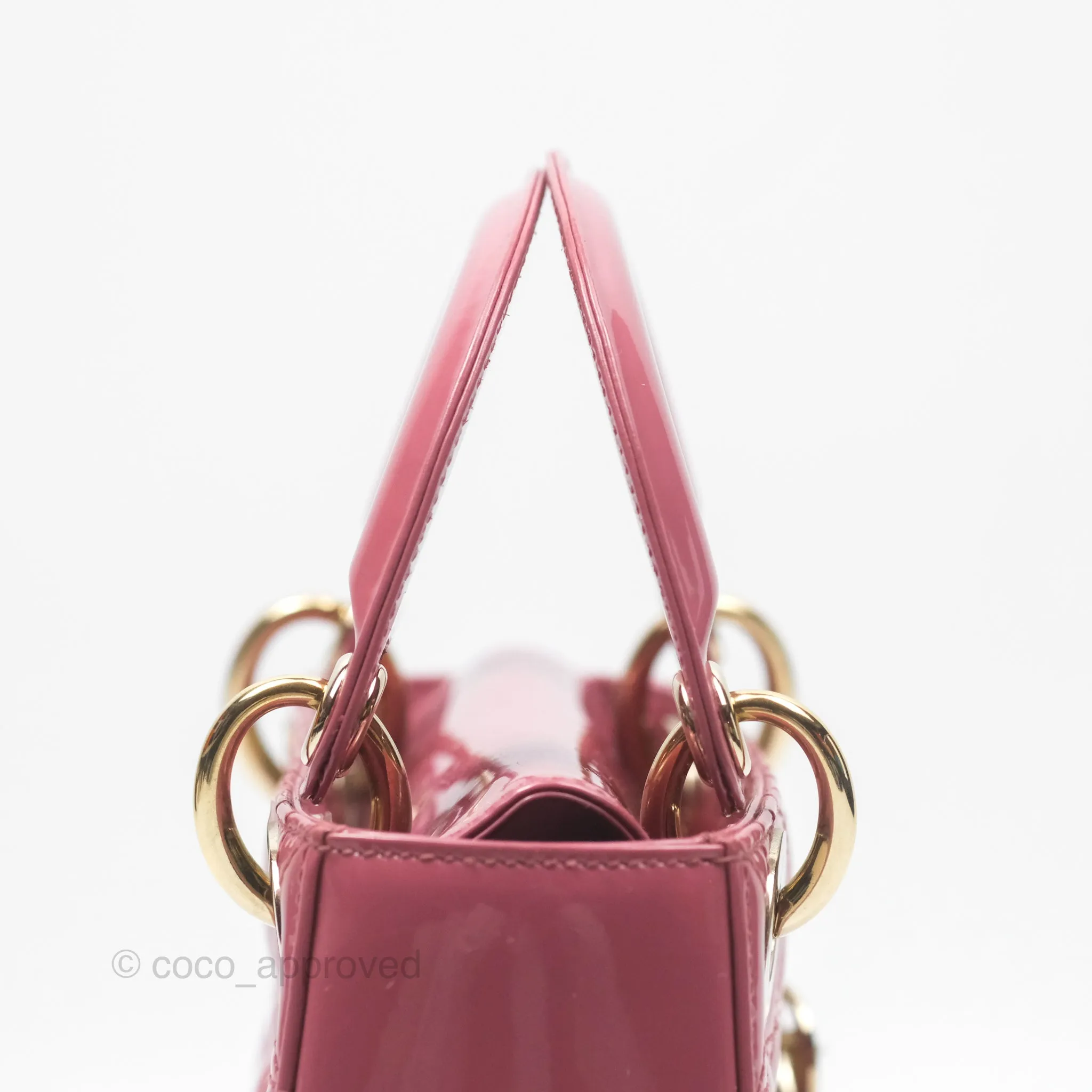 Christian Dior Mini Lady Dior Dusty Pink Patent Gold Hardware