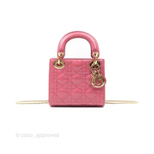 Christian Dior Mini Lady Dior Dusty Pink Patent Gold Hardware