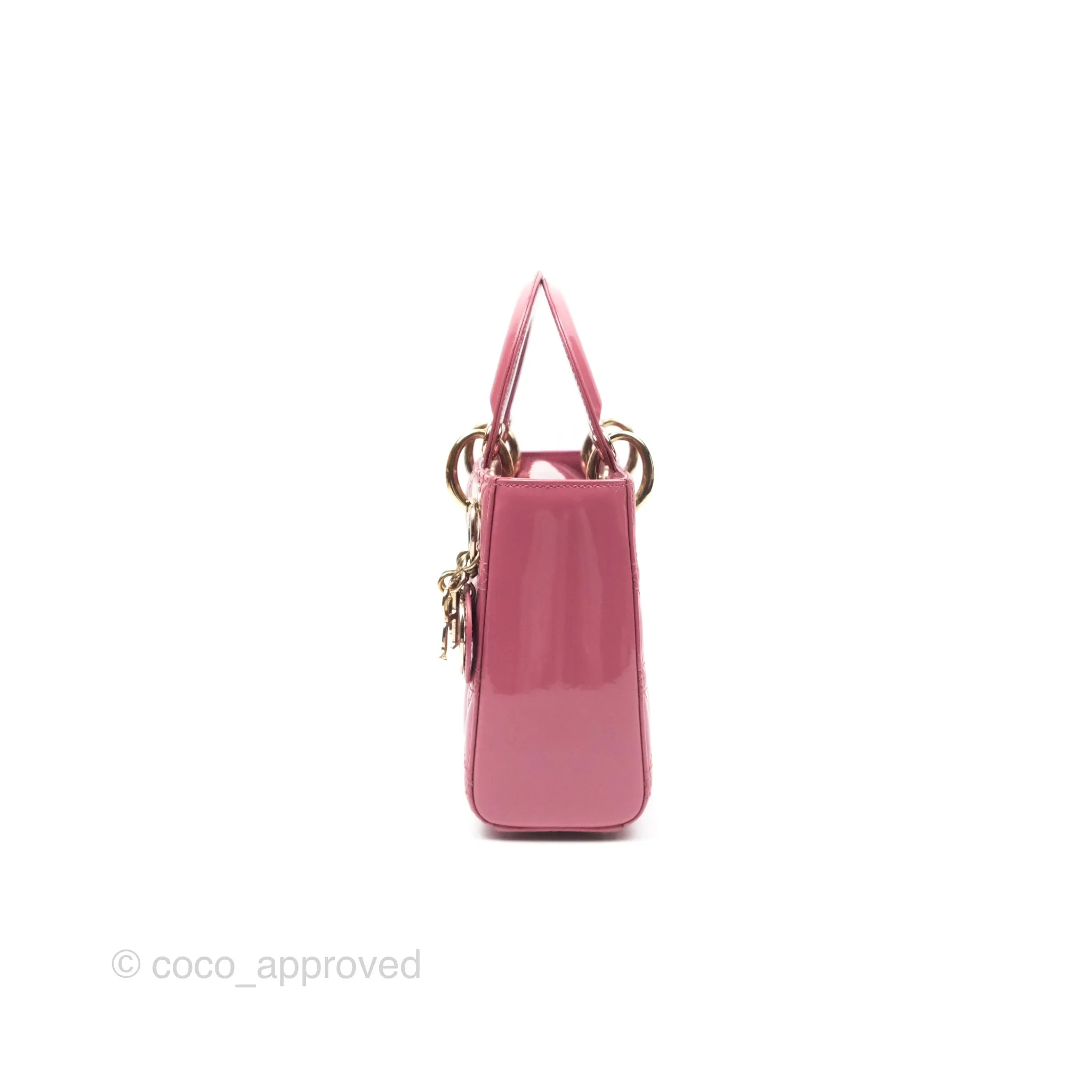 Christian Dior Mini Lady Dior Dusty Pink Patent Gold Hardware