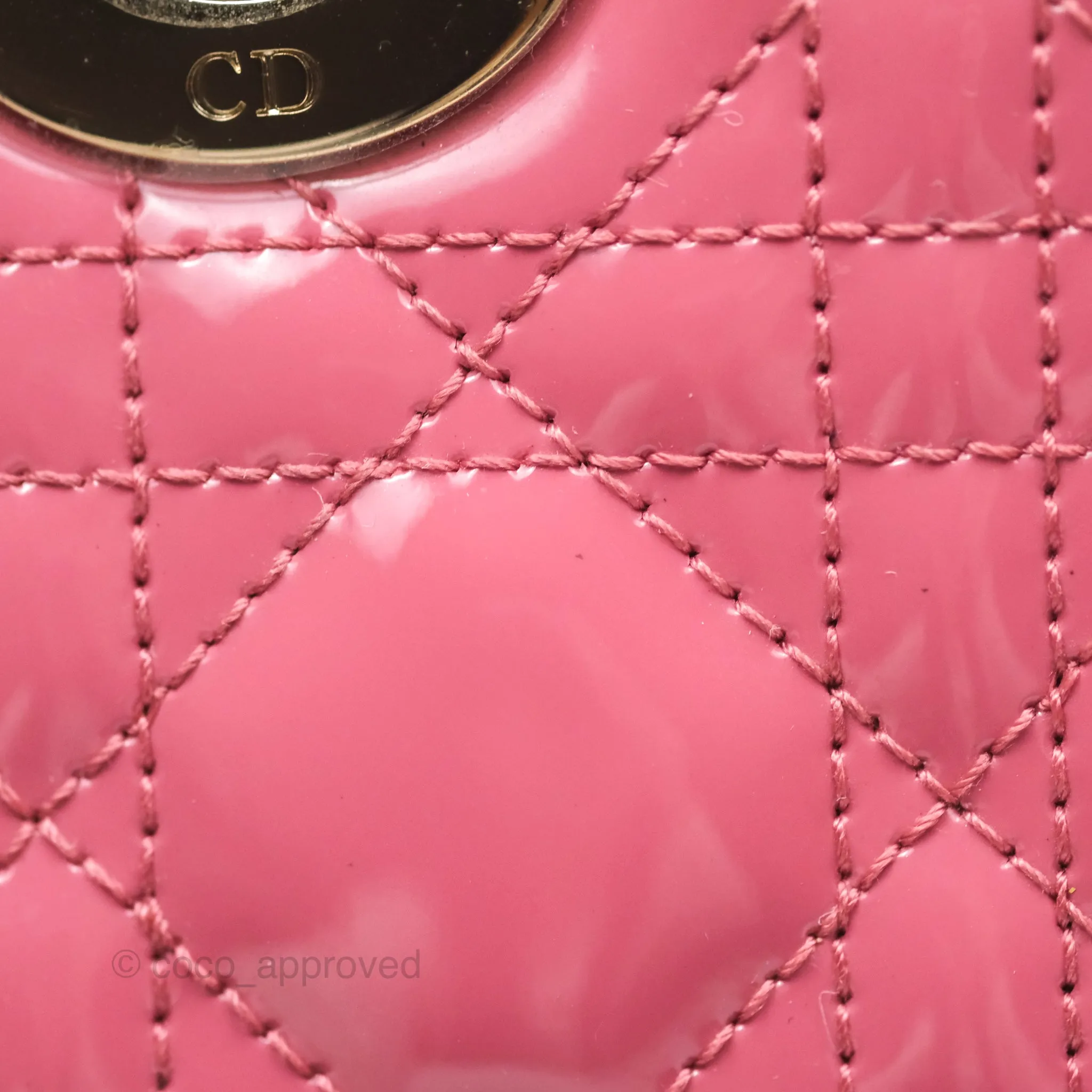 Christian Dior Mini Lady Dior Dusty Pink Patent Gold Hardware