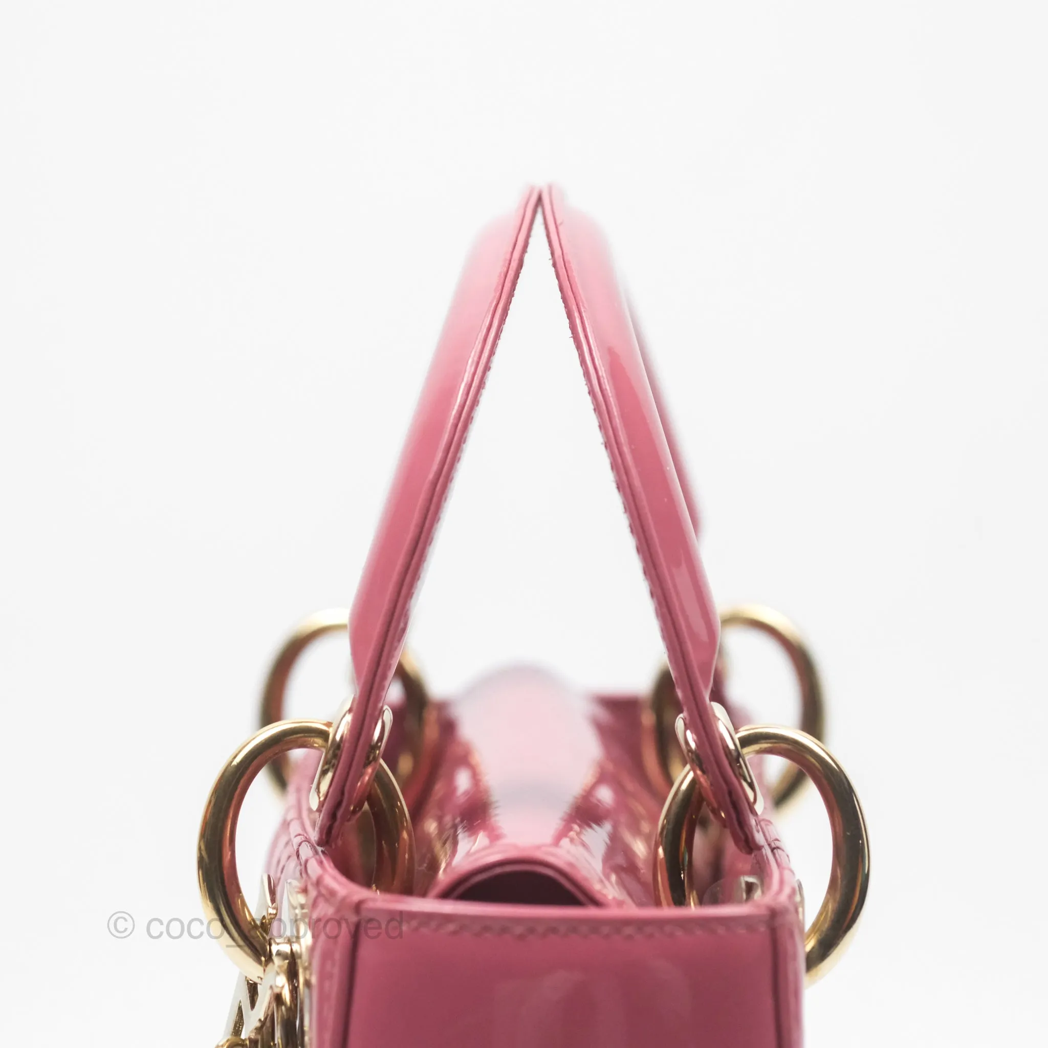 Christian Dior Mini Lady Dior Dusty Pink Patent Gold Hardware