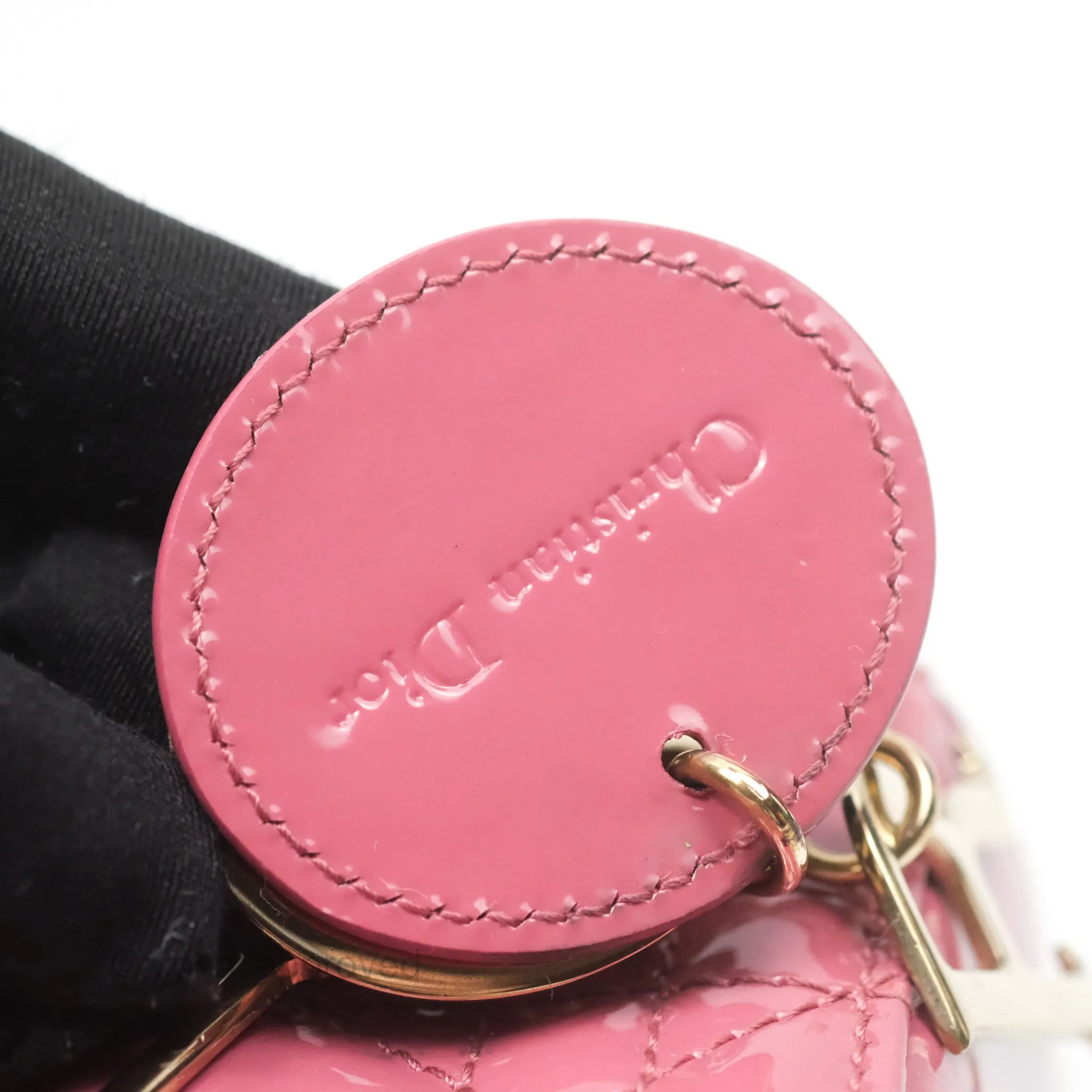 Christian Dior Mini Lady Dior Dusty Pink Patent Gold Hardware