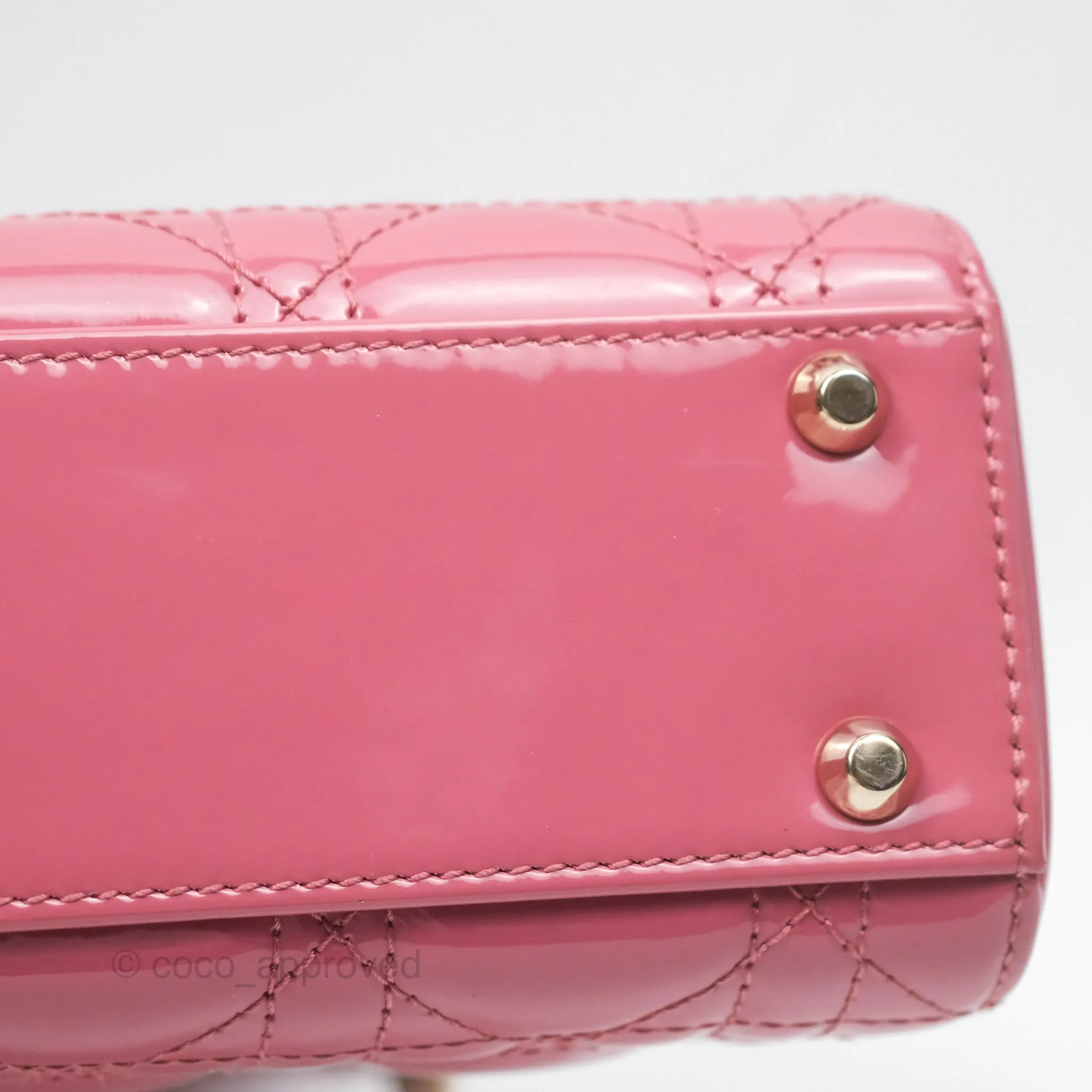Christian Dior Mini Lady Dior Dusty Pink Patent Gold Hardware