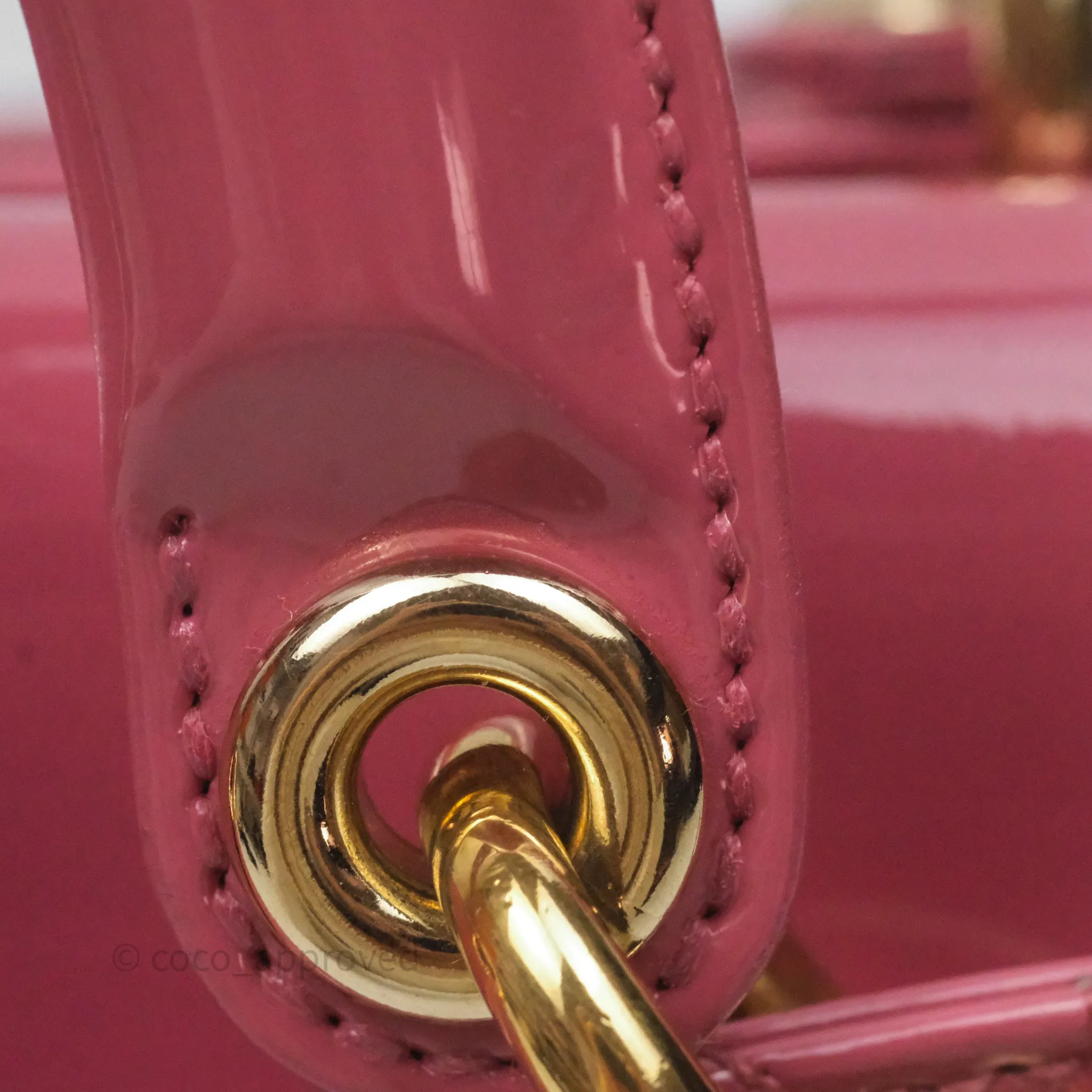 Christian Dior Mini Lady Dior Dusty Pink Patent Gold Hardware