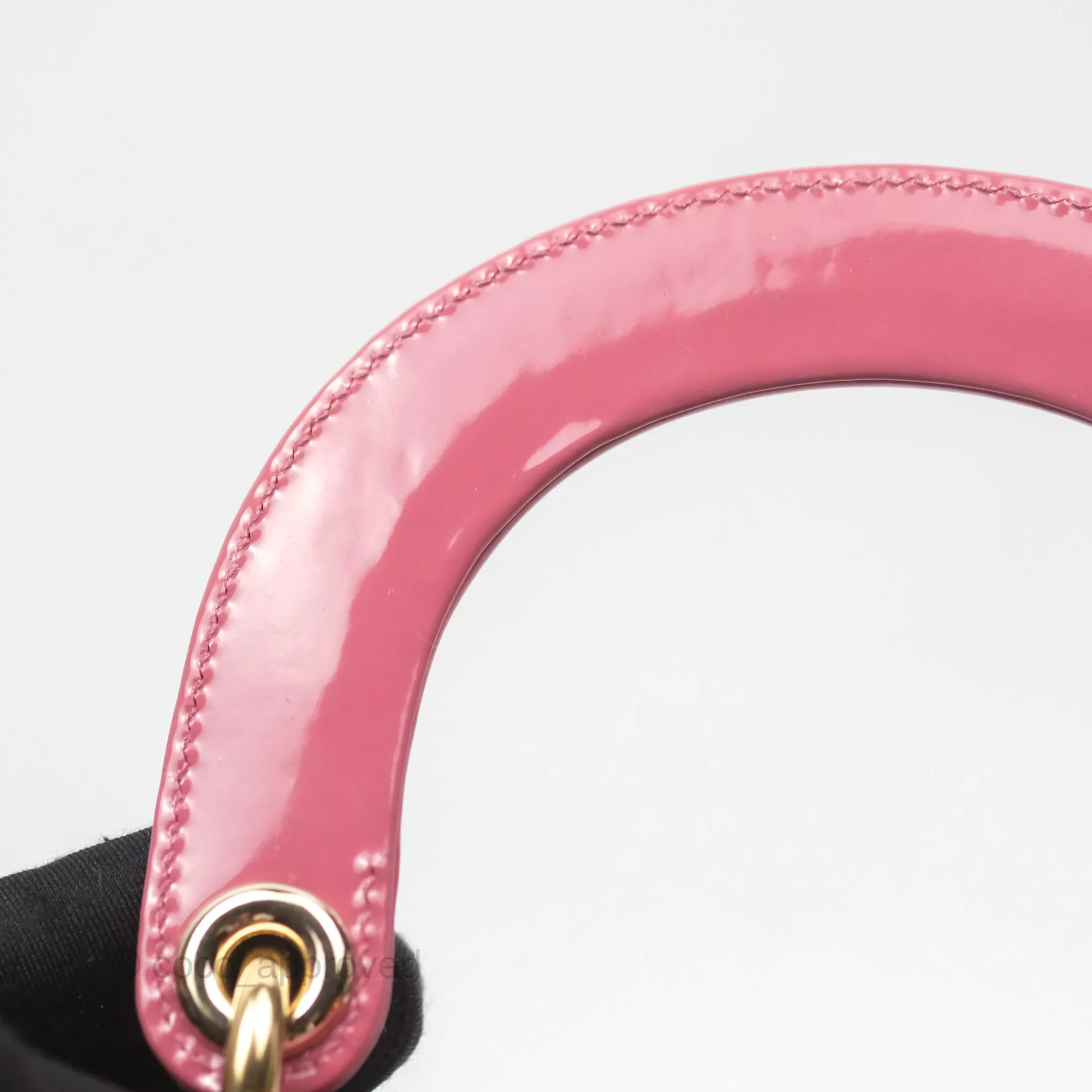 Christian Dior Mini Lady Dior Dusty Pink Patent Gold Hardware