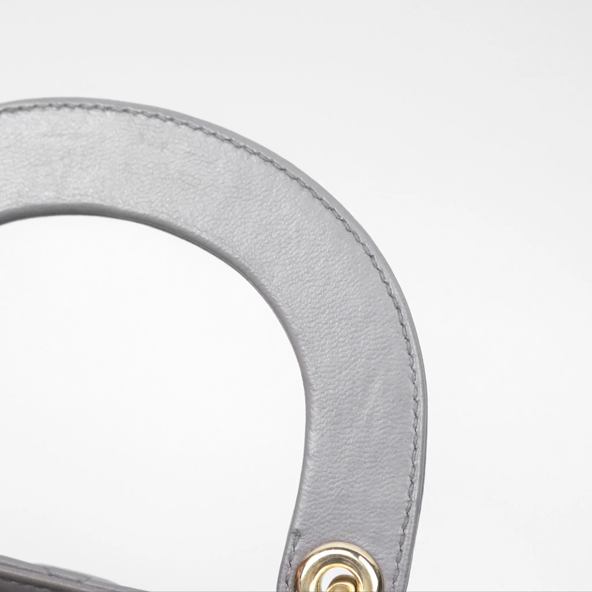 Christian Dior Mini Lady Dior Grey Lambskin Cannage Gold Hardware
